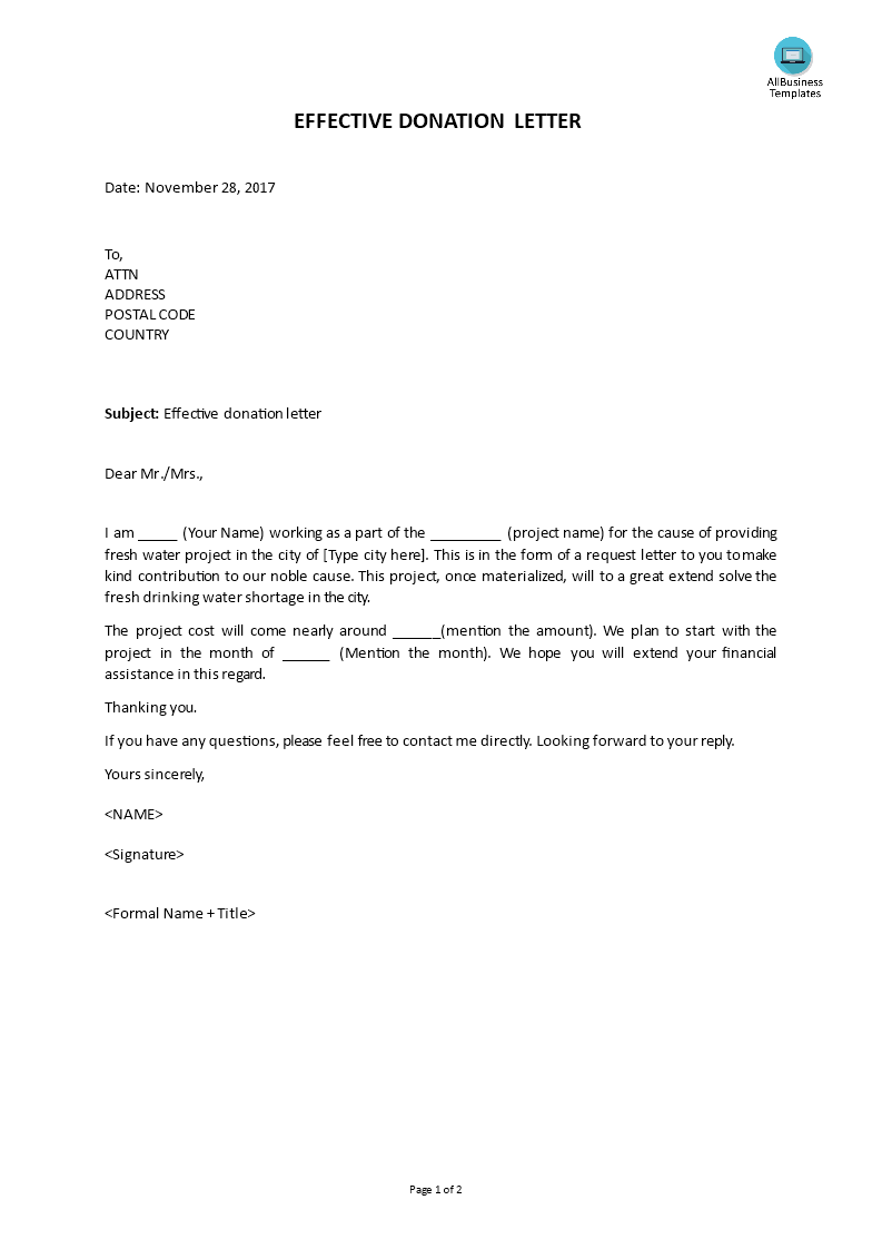 Effective Donation Letter main image