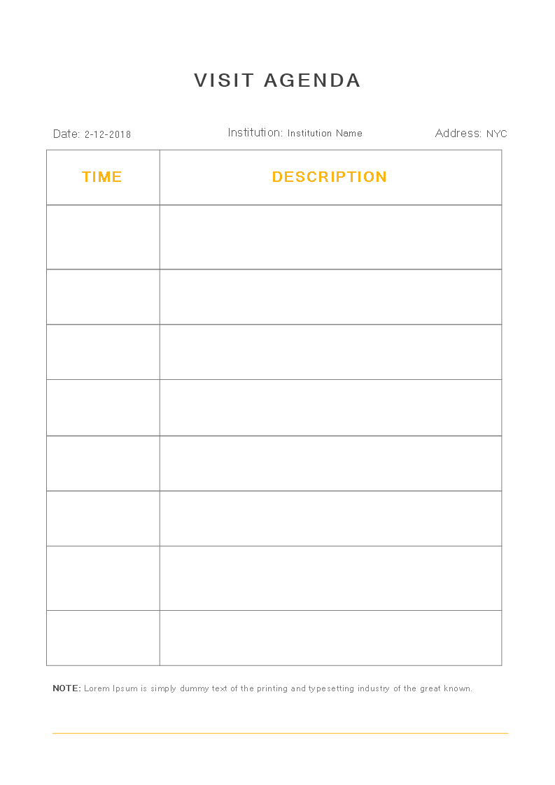 visiting agenda template