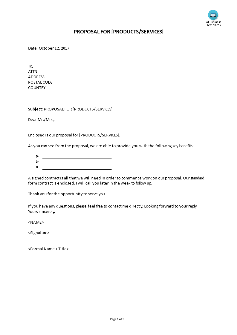 letter enclosing proposal voorbeeld afbeelding 