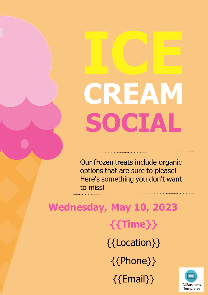 Ice Cream Social Flyer template main image