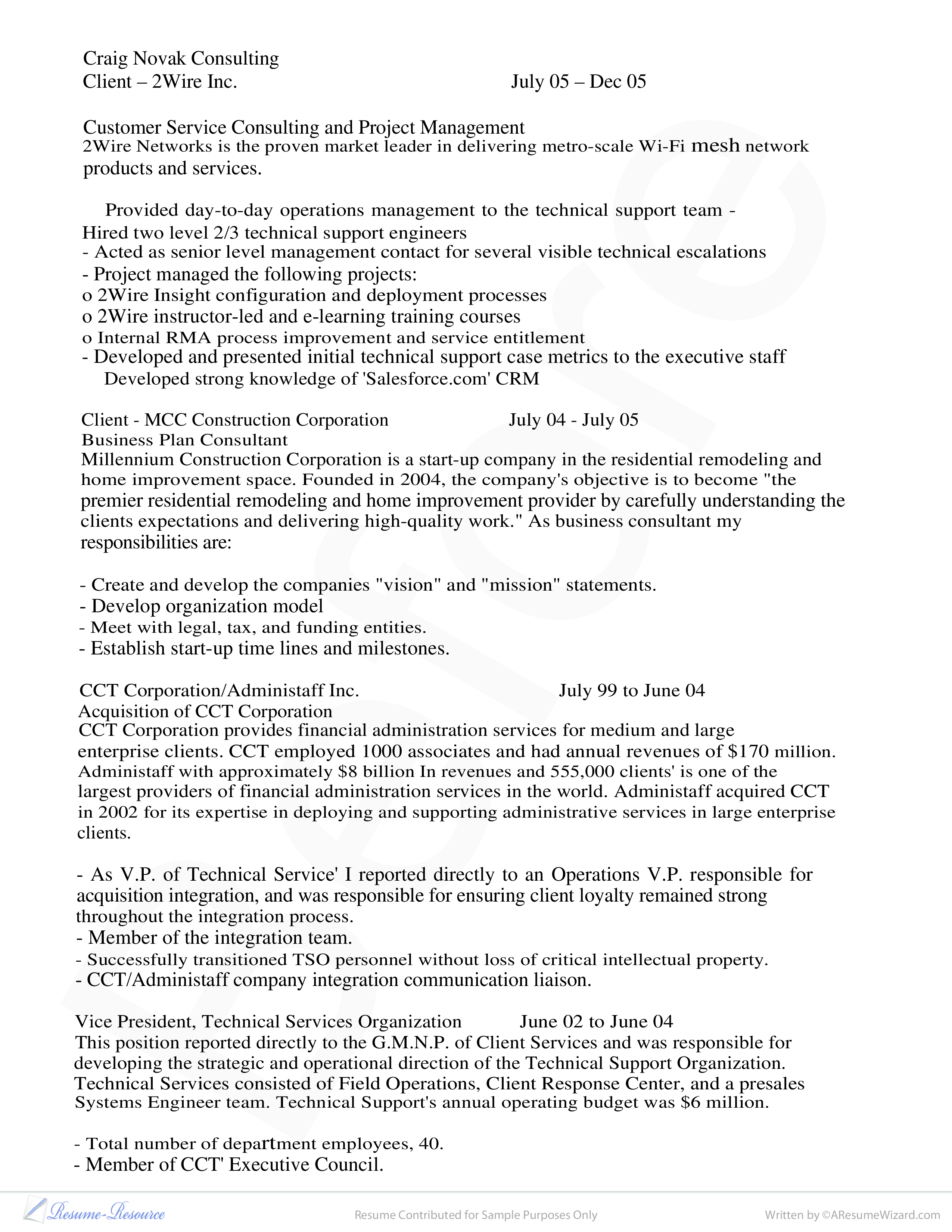 Technical Support Sample Resume main image