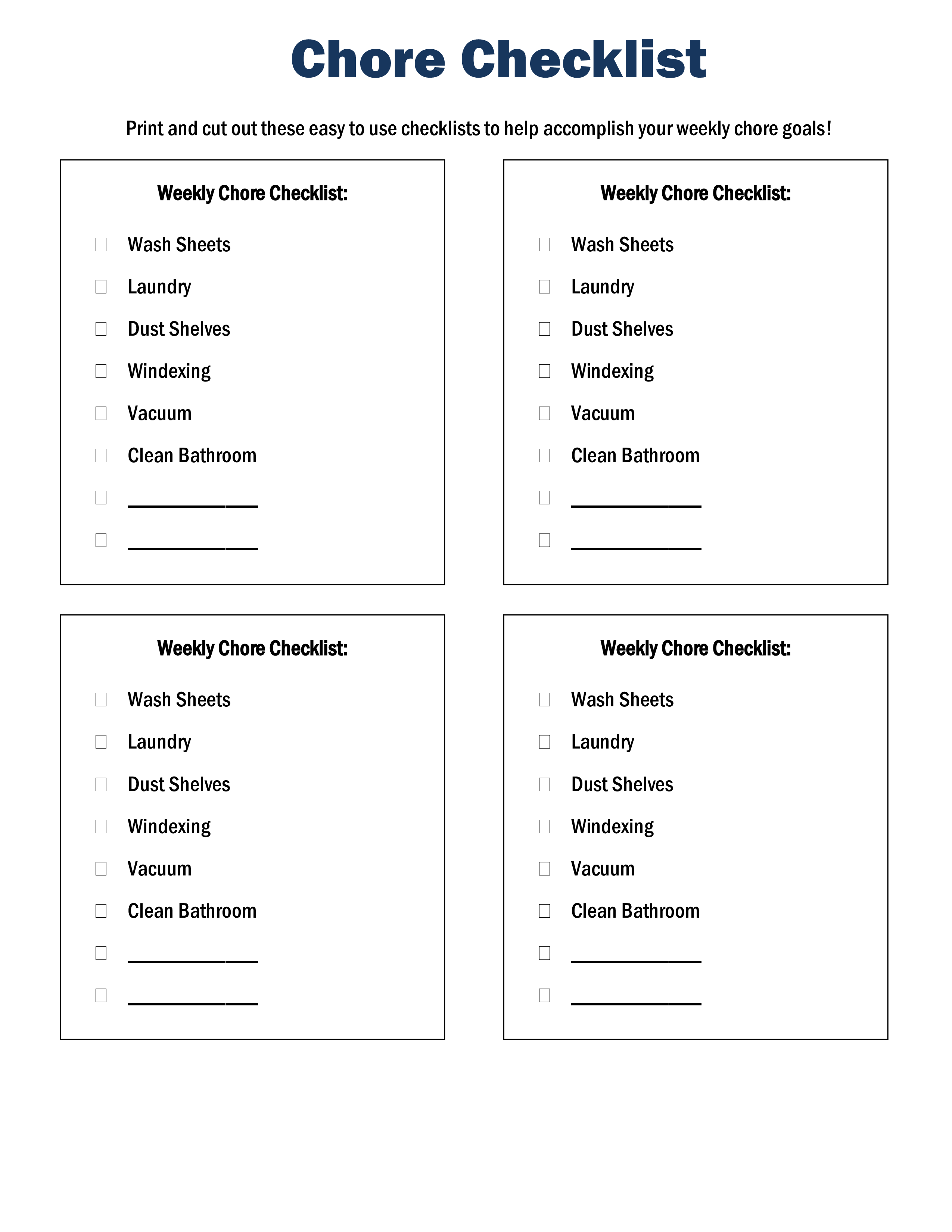 Printable Chore Checklist main image