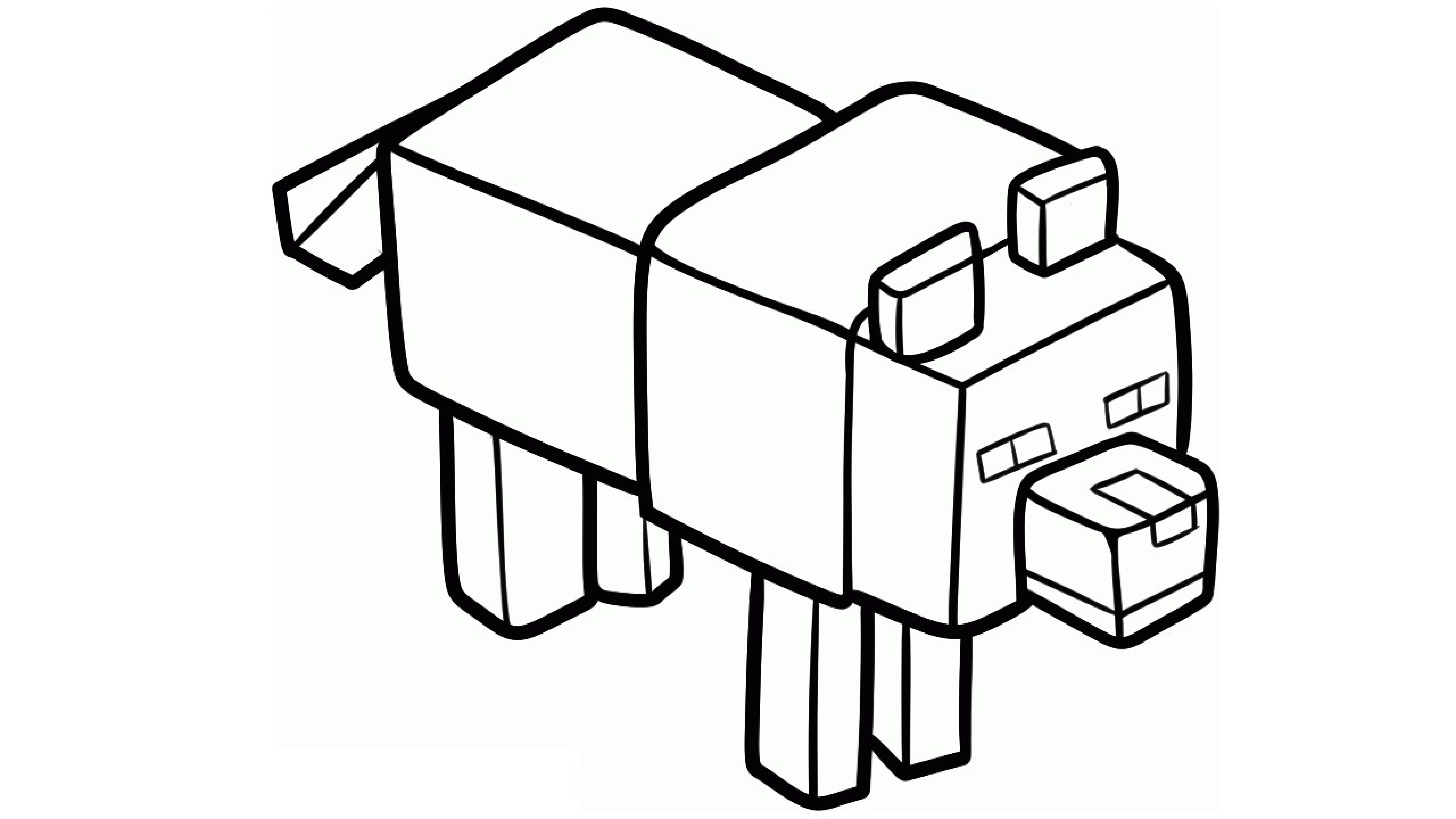 Minecraft Wolf Coloring Page 模板