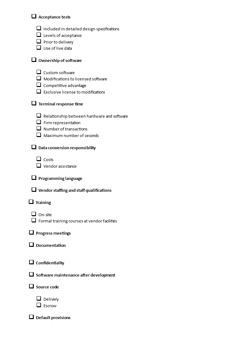 Software Development Contract Checklist | Templates at ...