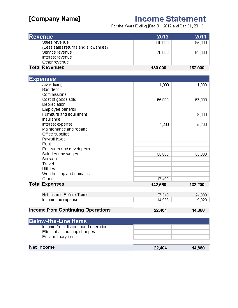 company income statement excel plantilla imagen principal