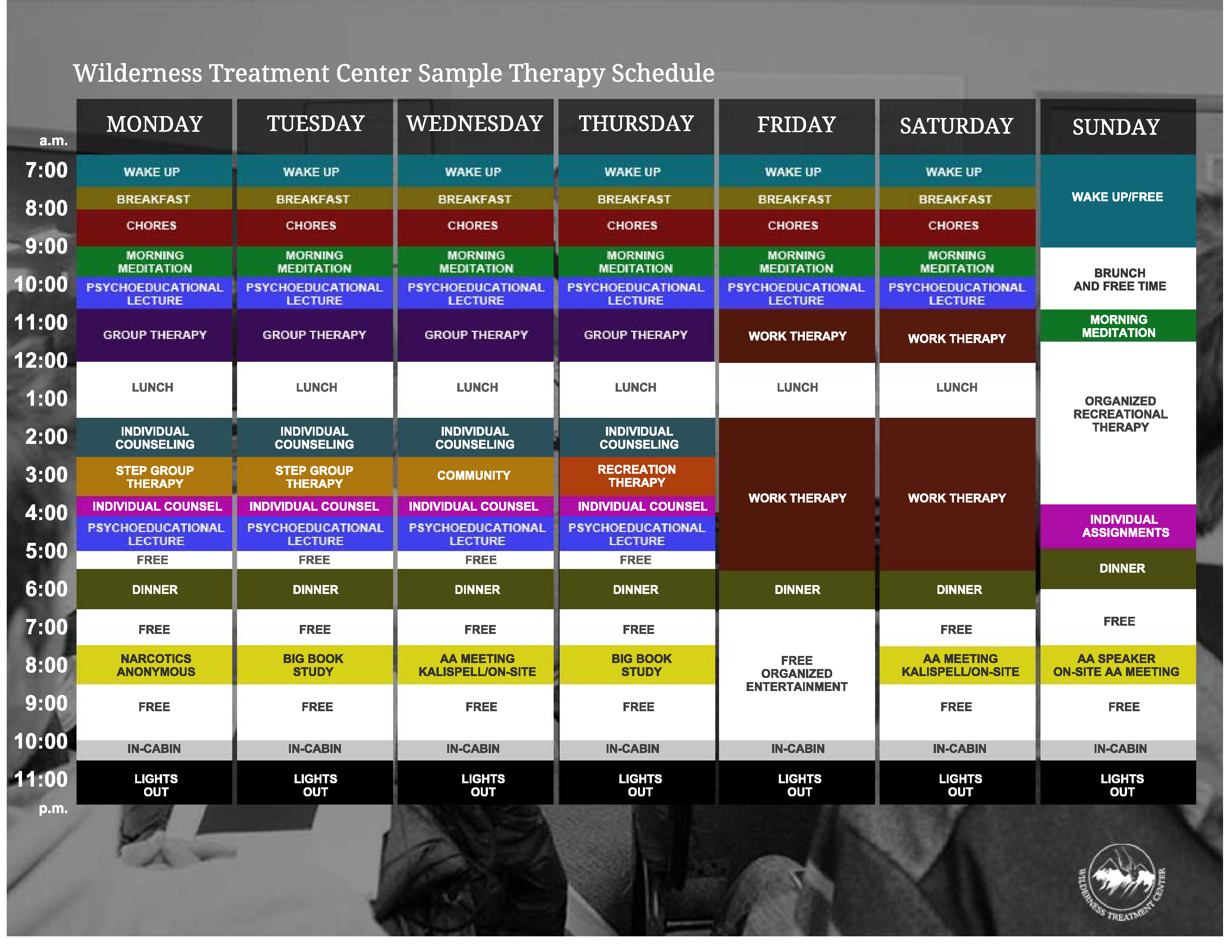 General Therapy Schedule Sample Templates at
