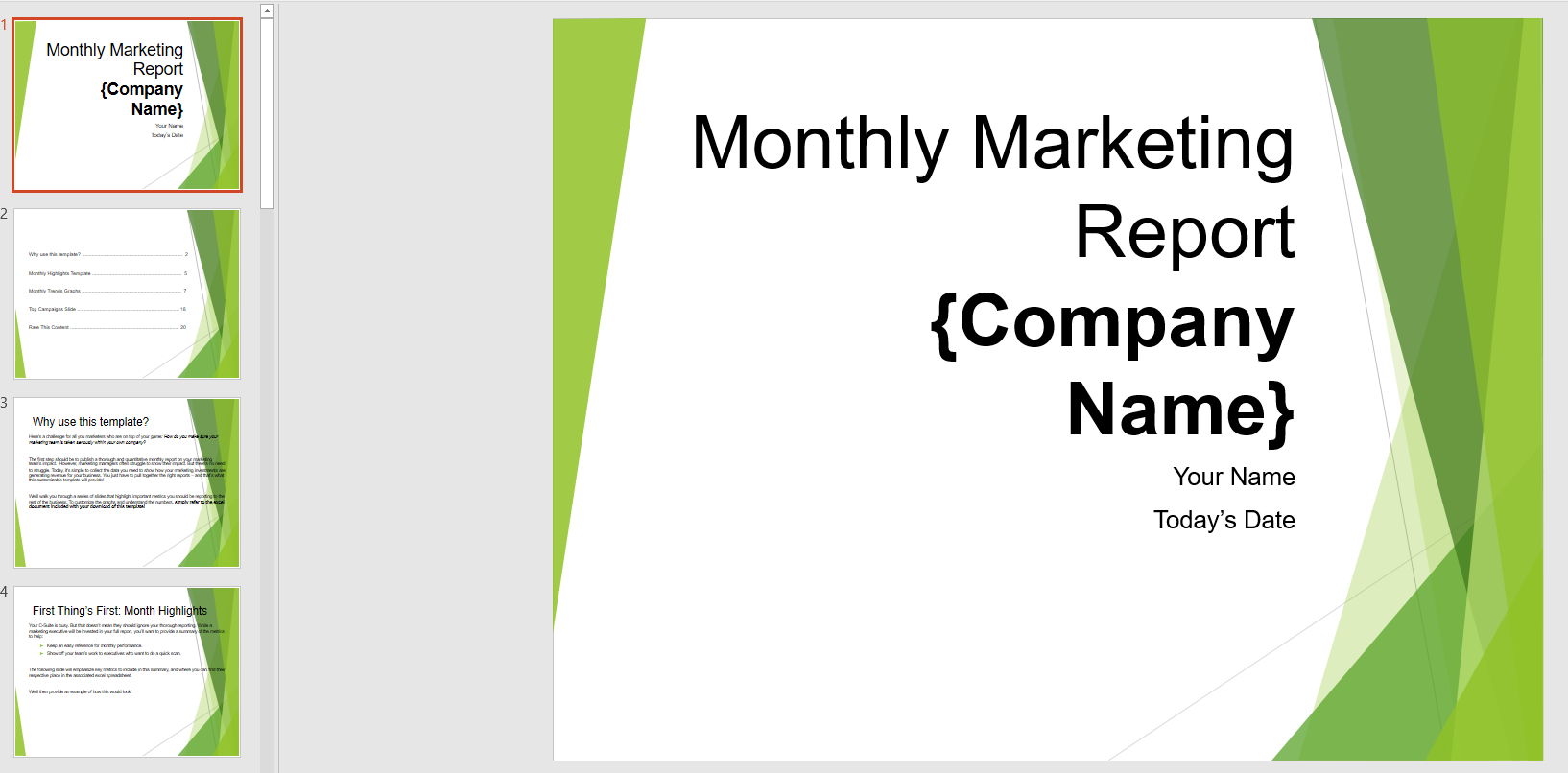 monthly report ppt presentation template free download