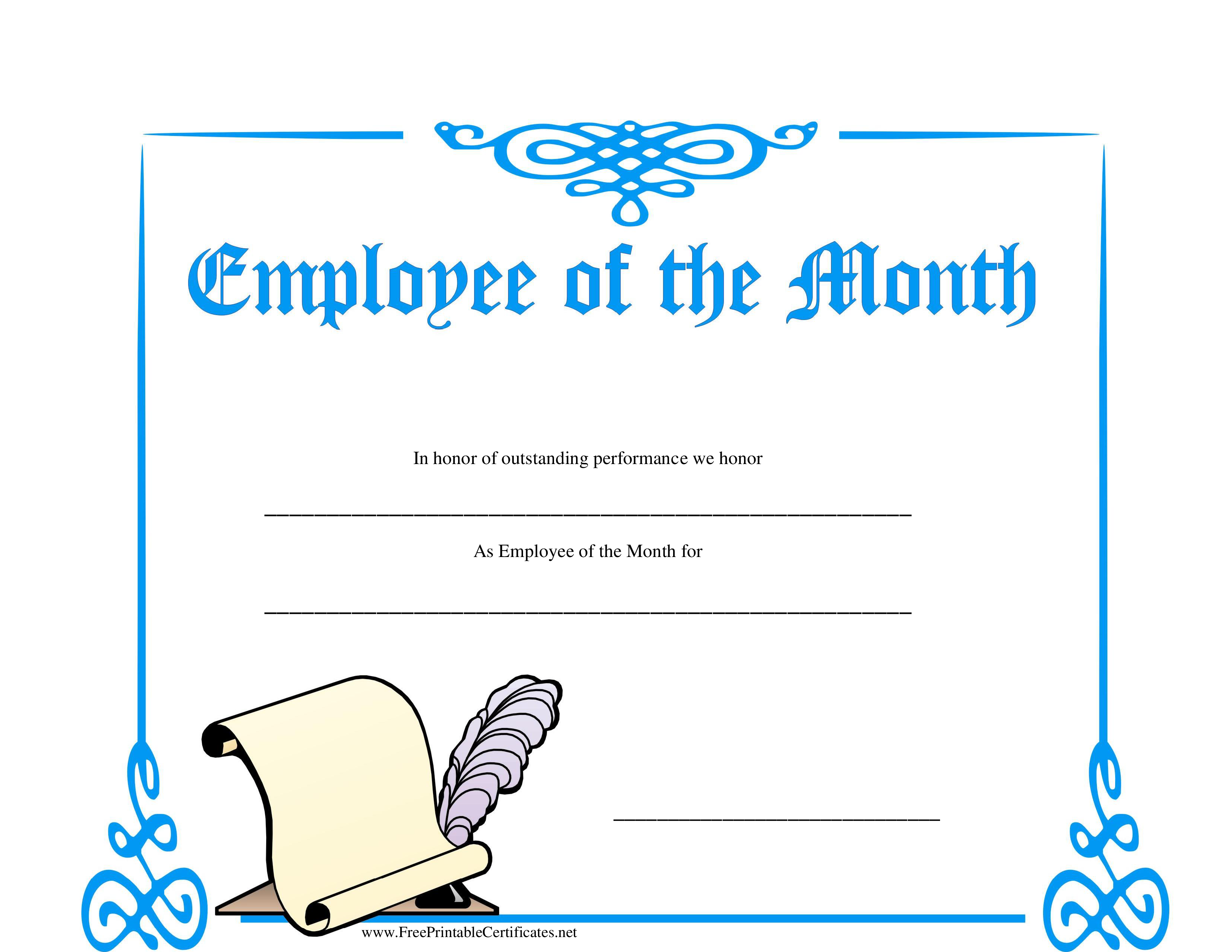 employee of the month certificate voorbeeld afbeelding 