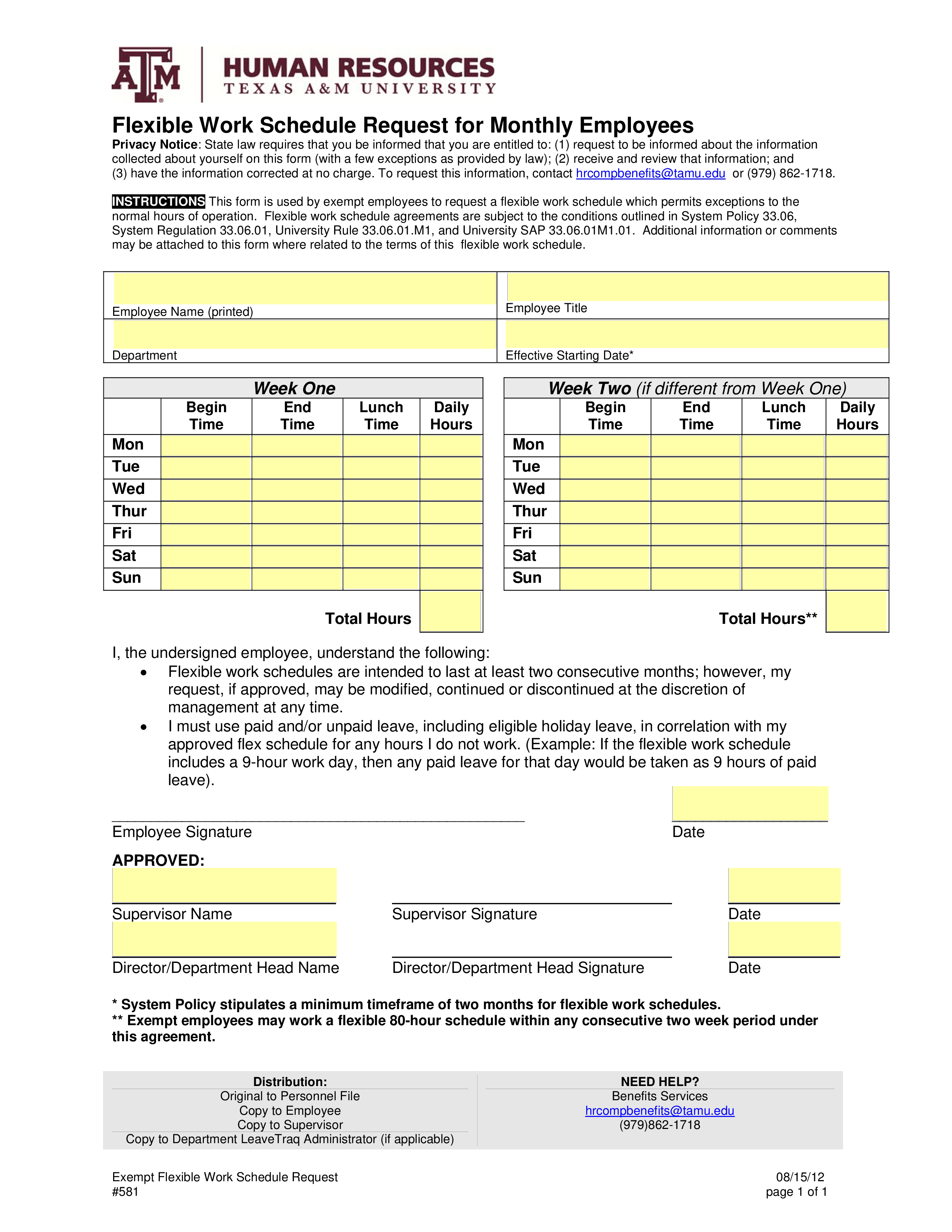 Employee Schedule Monthly basis main image