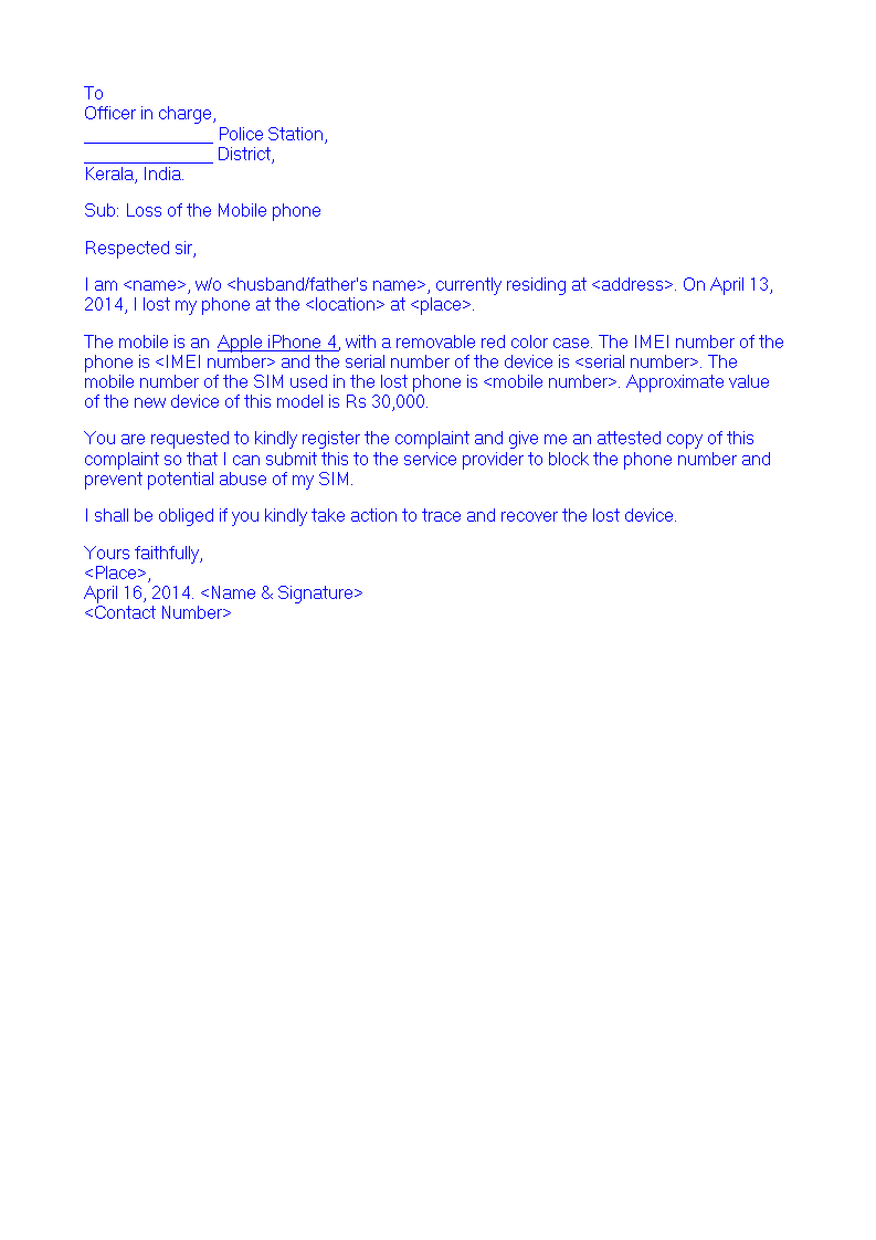 Police Station Complaint Letter main image