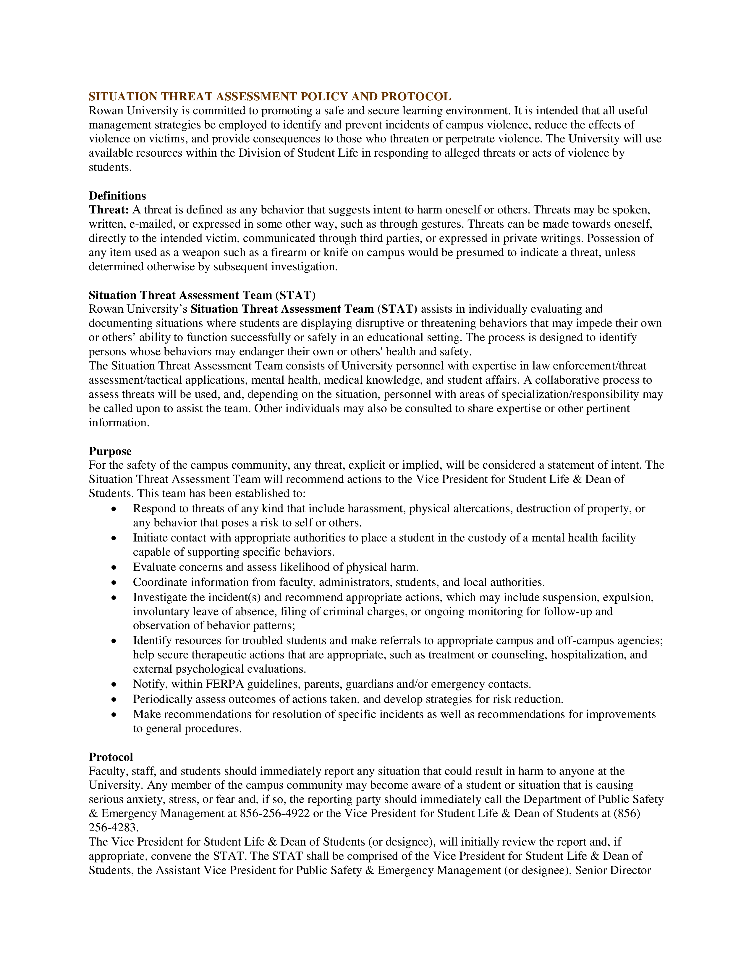 threat assessment for situation Hauptschablonenbild