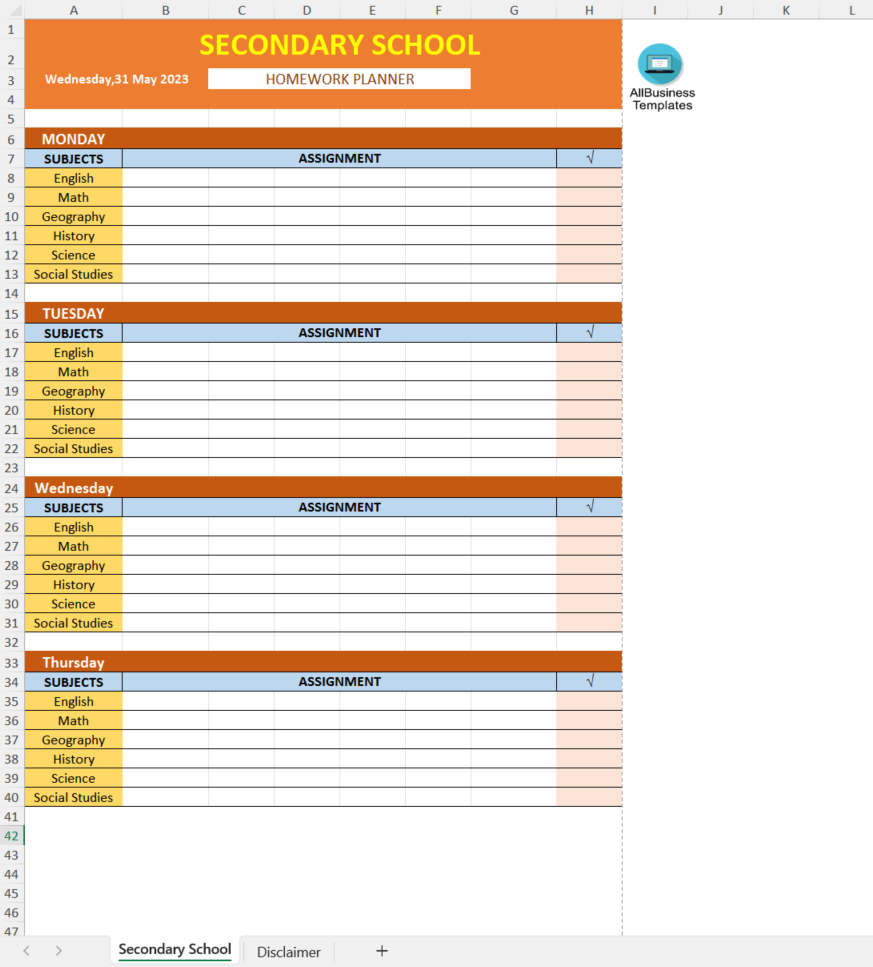 homework tracker Hauptschablonenbild