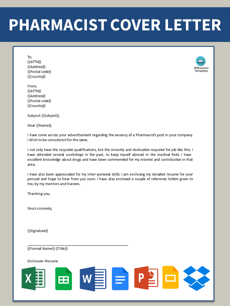 pharmacist letter template