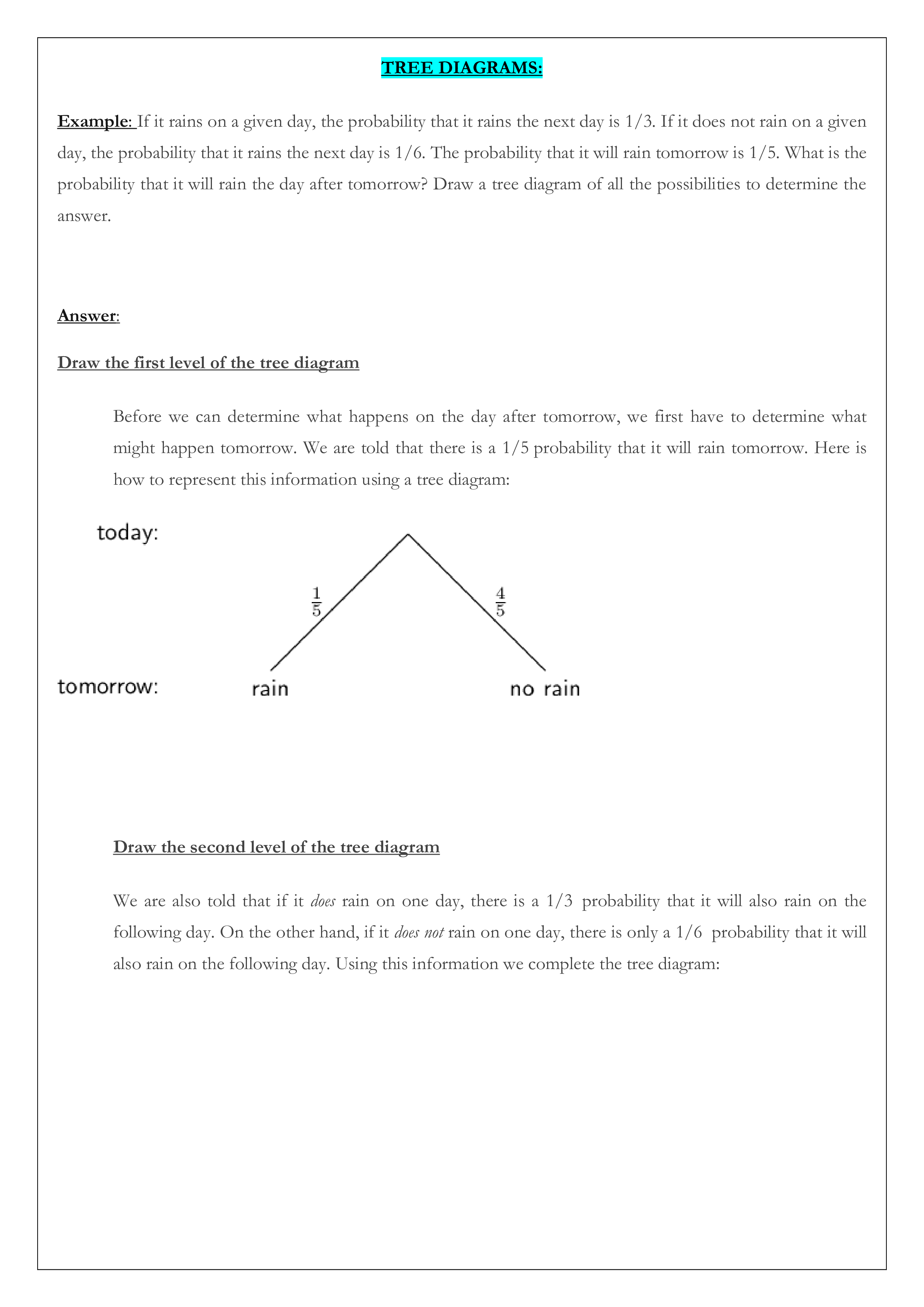 probability tree diagram template