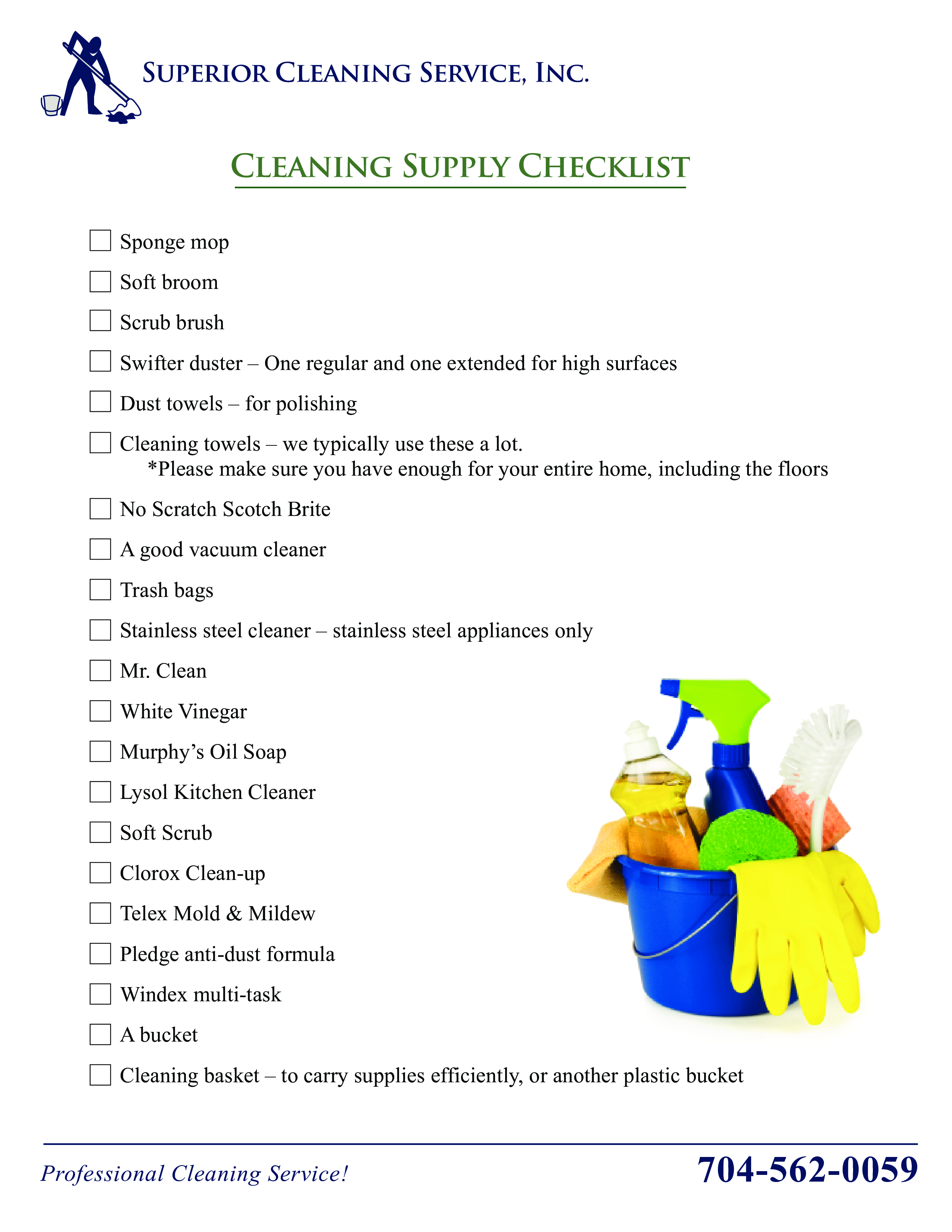 cleaning supply checklist template