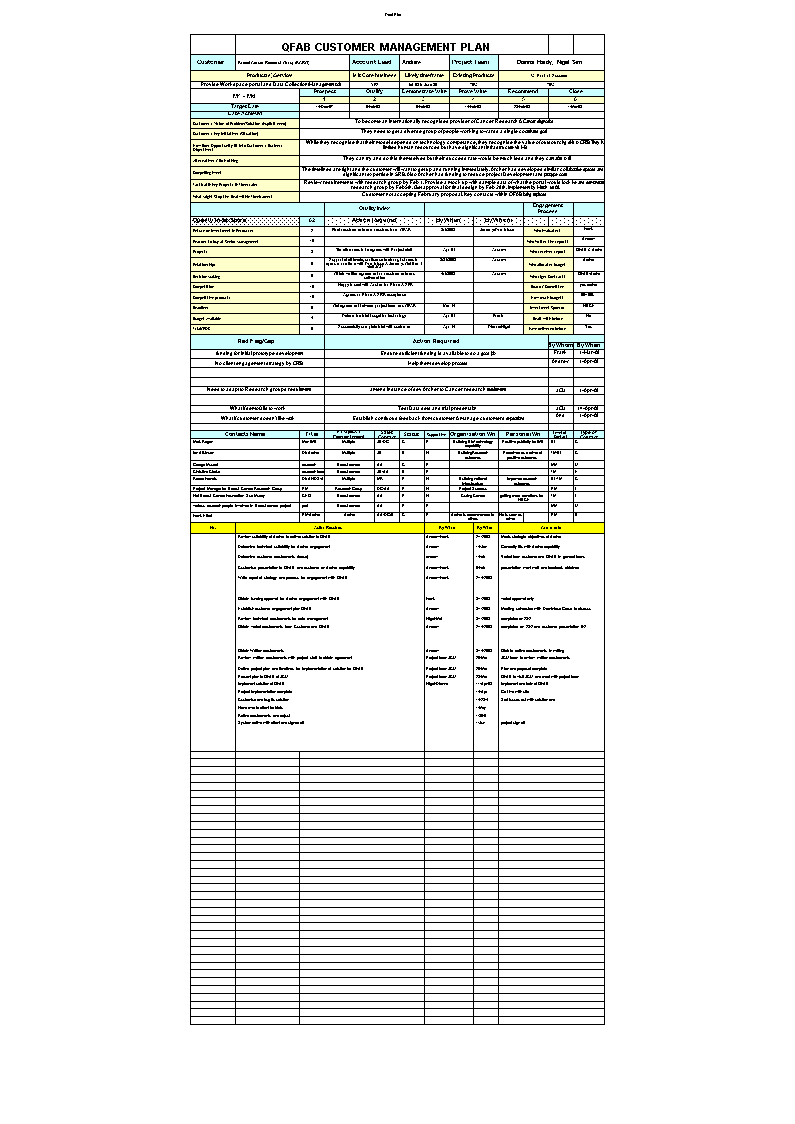 sales action plan excel template