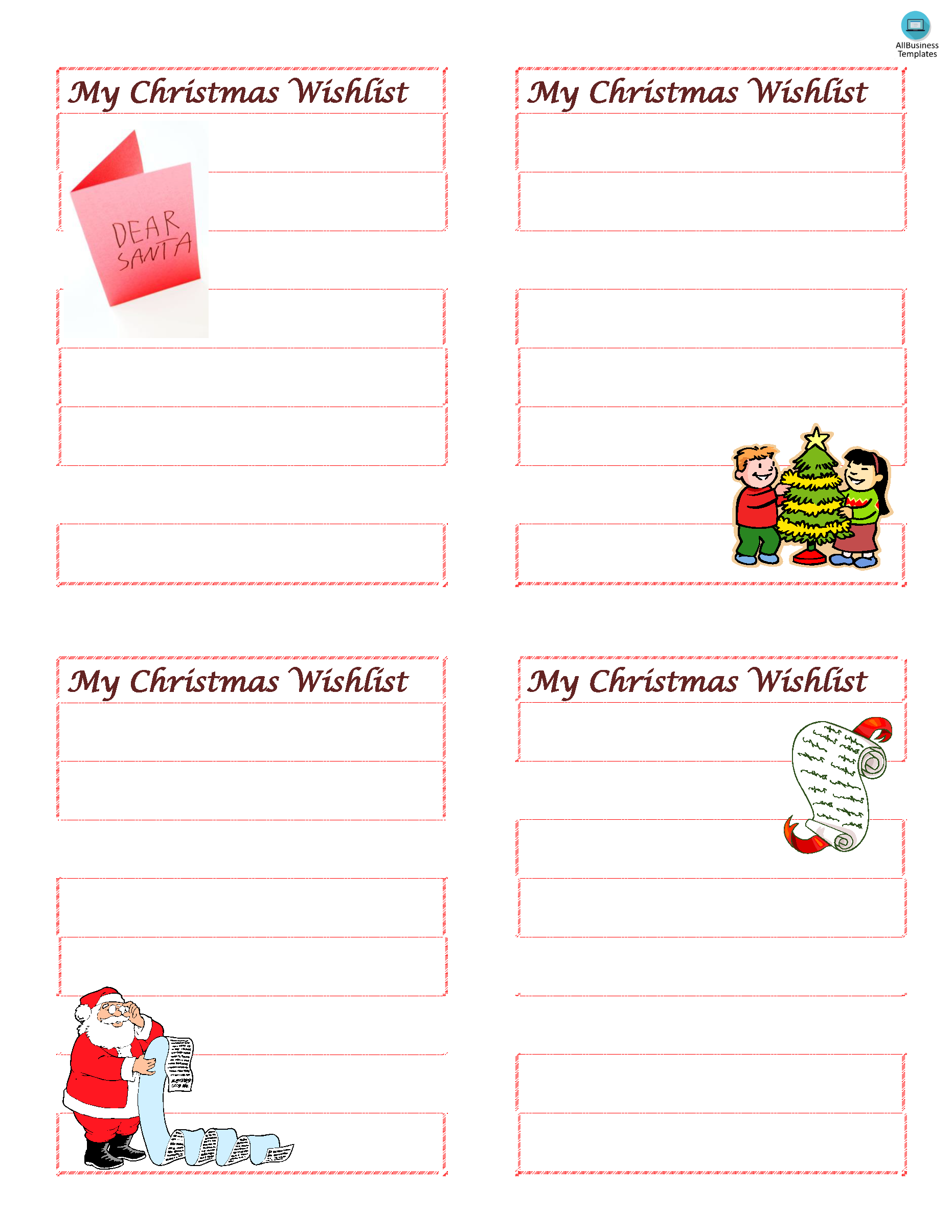 wish list for christmas template