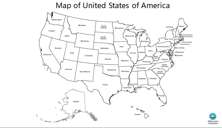 Map of United States of America Outline 模板