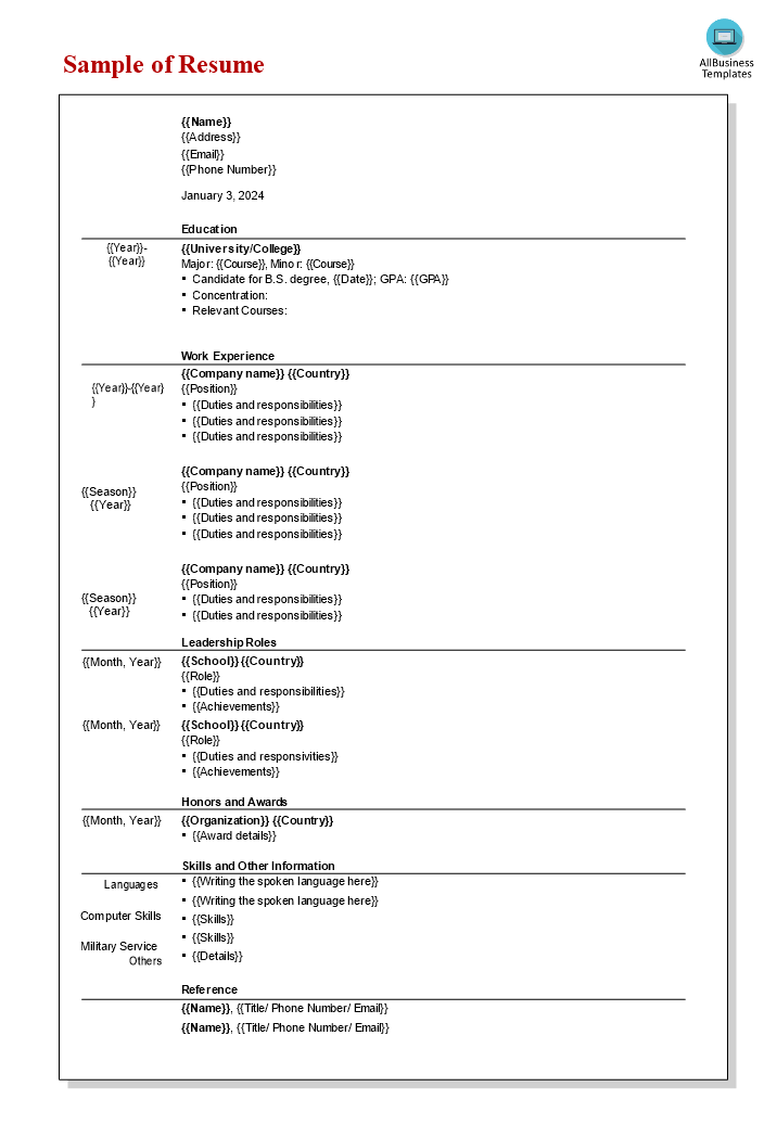 management consulting internship resume plantilla imagen principal