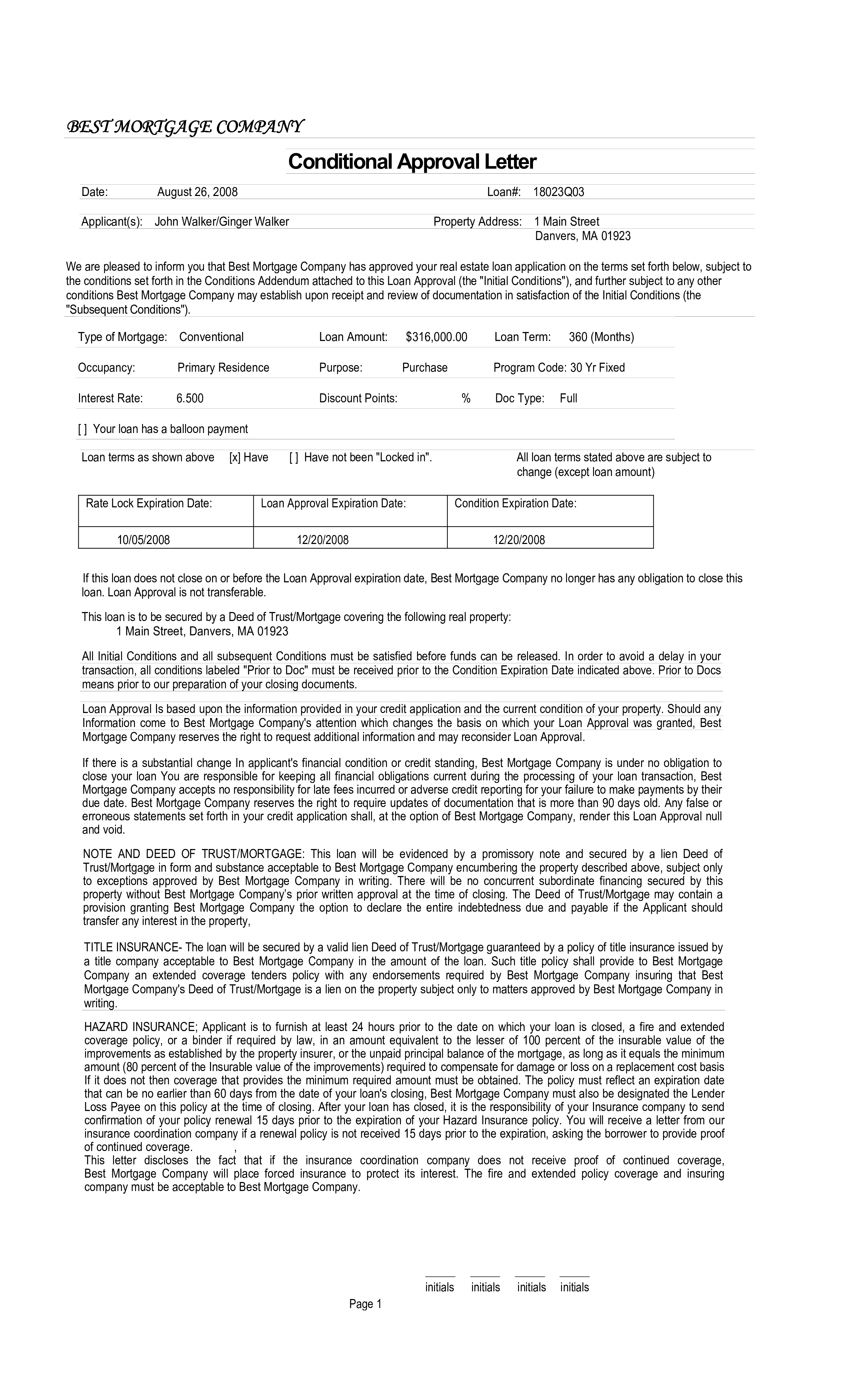 Mortgage Pre Approval Letter main image