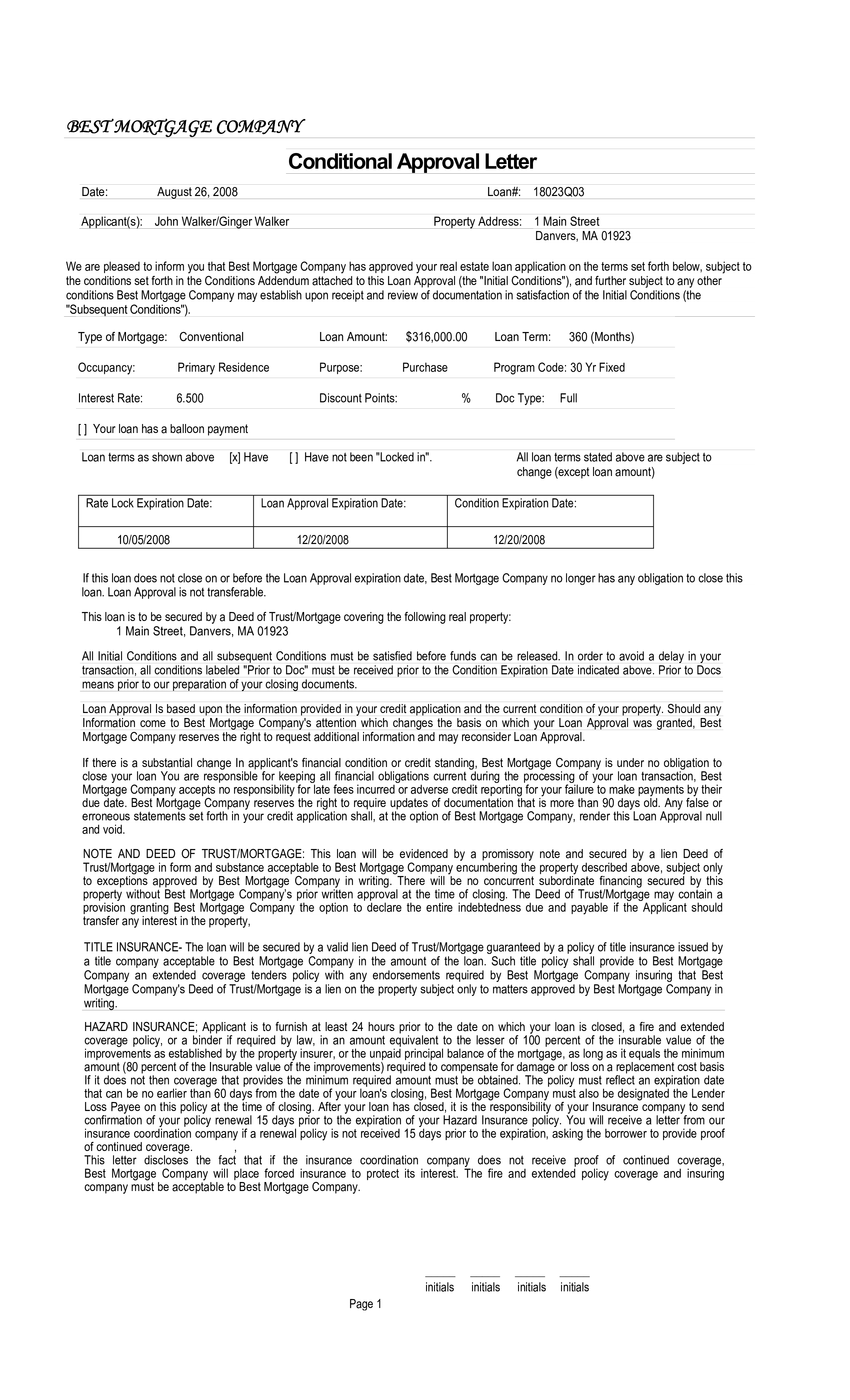 mortgage pre approval letter template