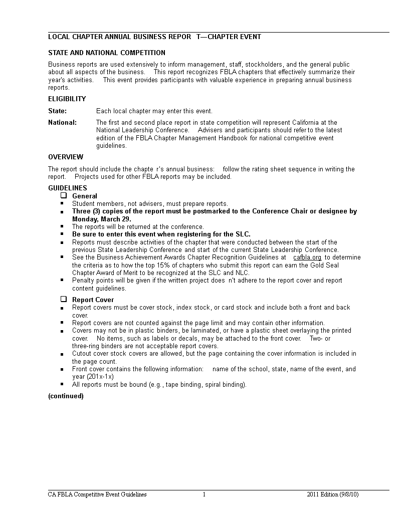 business report template examples