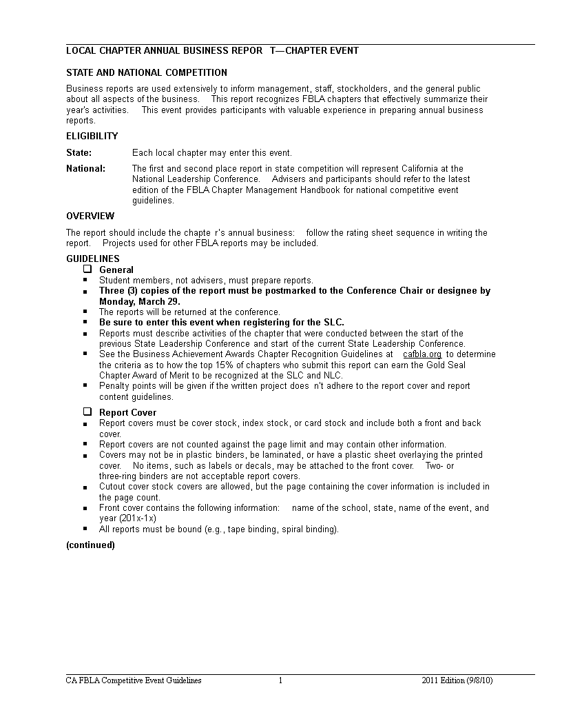 annual business report word template