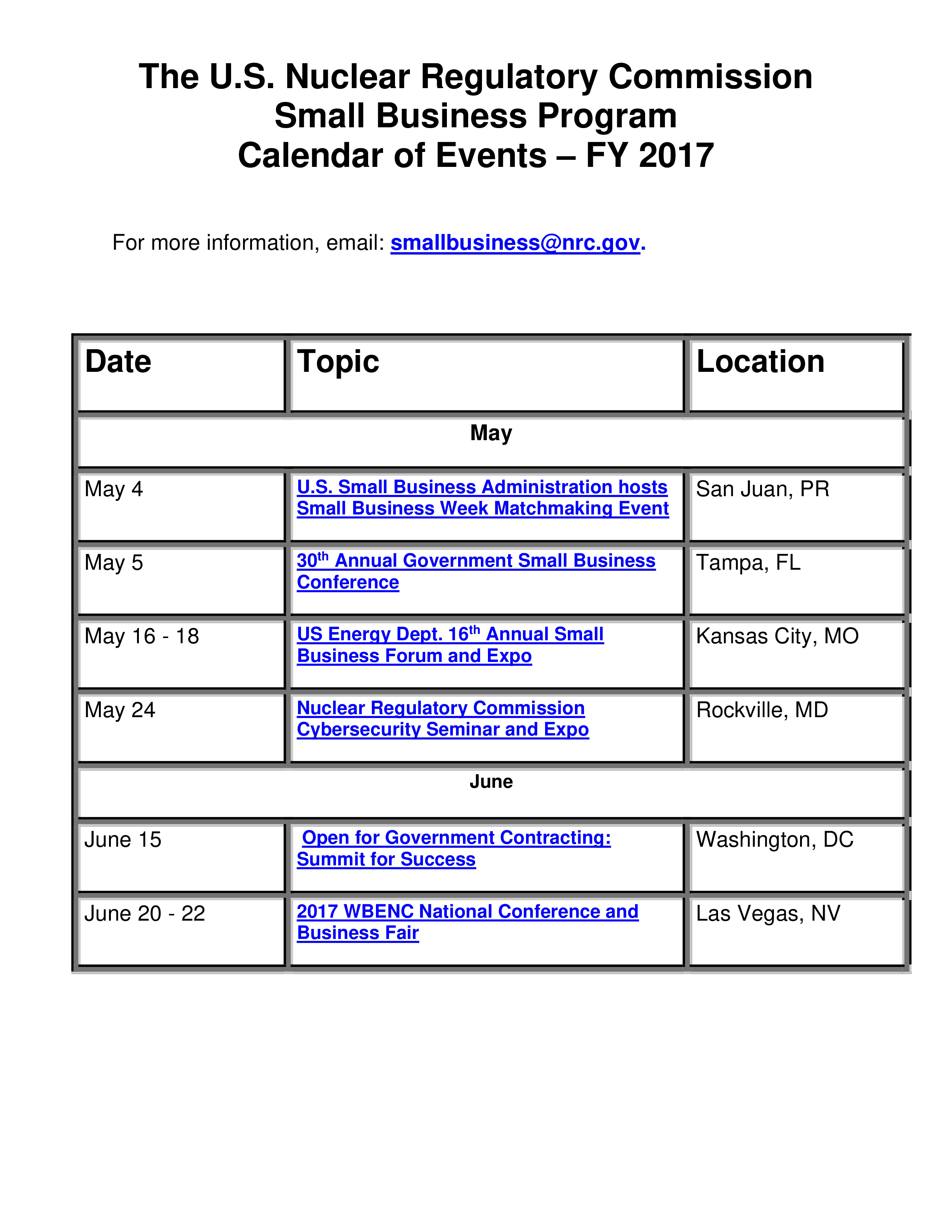 small business calendar sample template