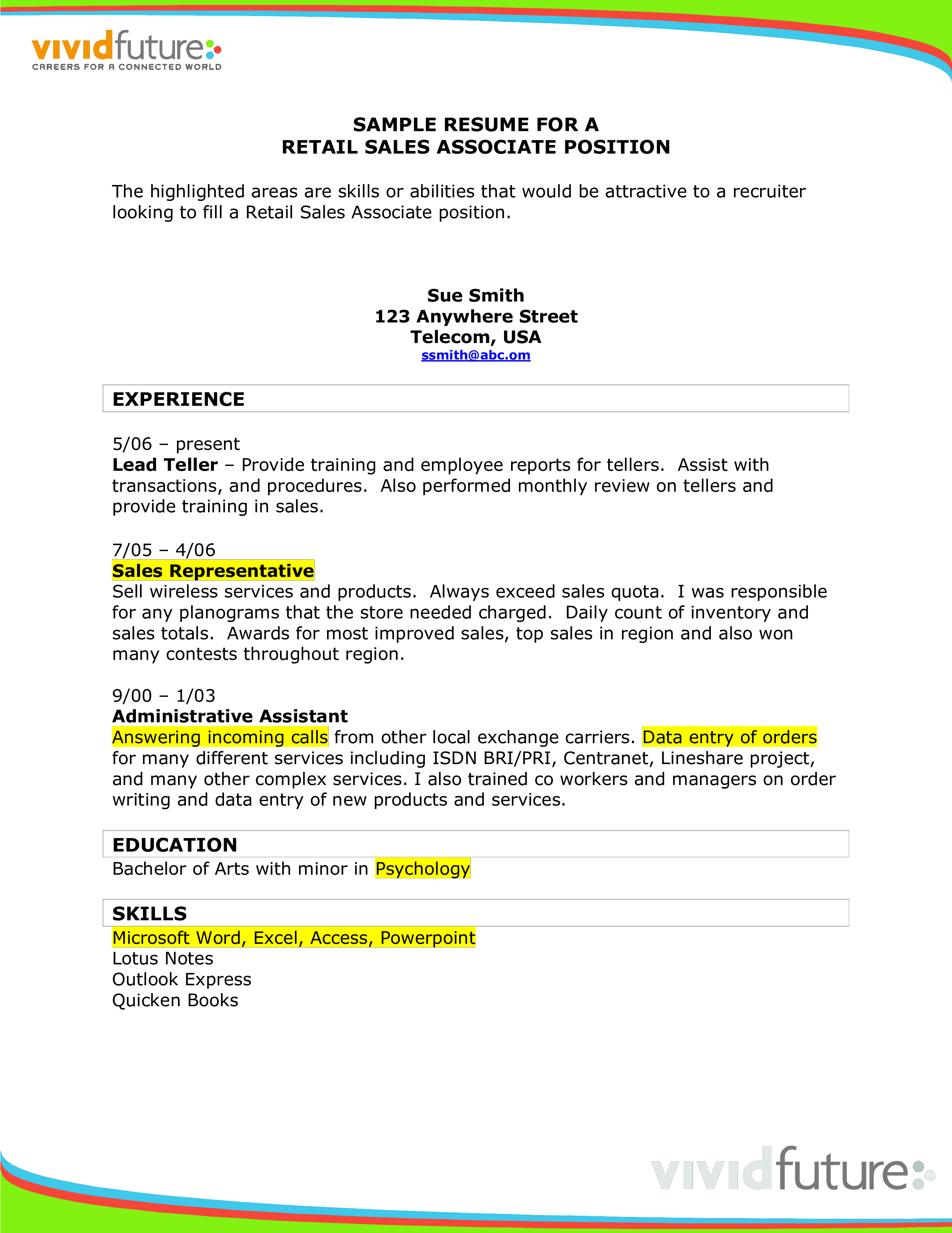 retail sales association resume template