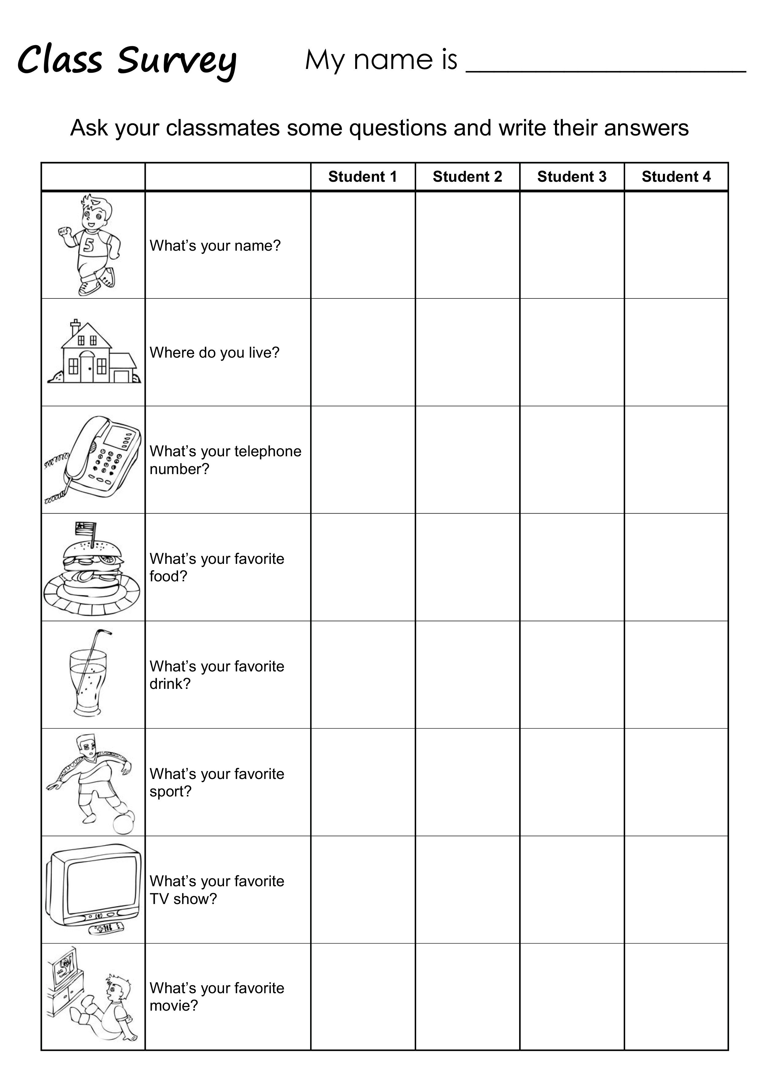 Printable Survey For Kids Templates at
