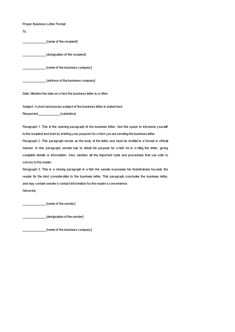 proper business letter format plantilla imagen principal