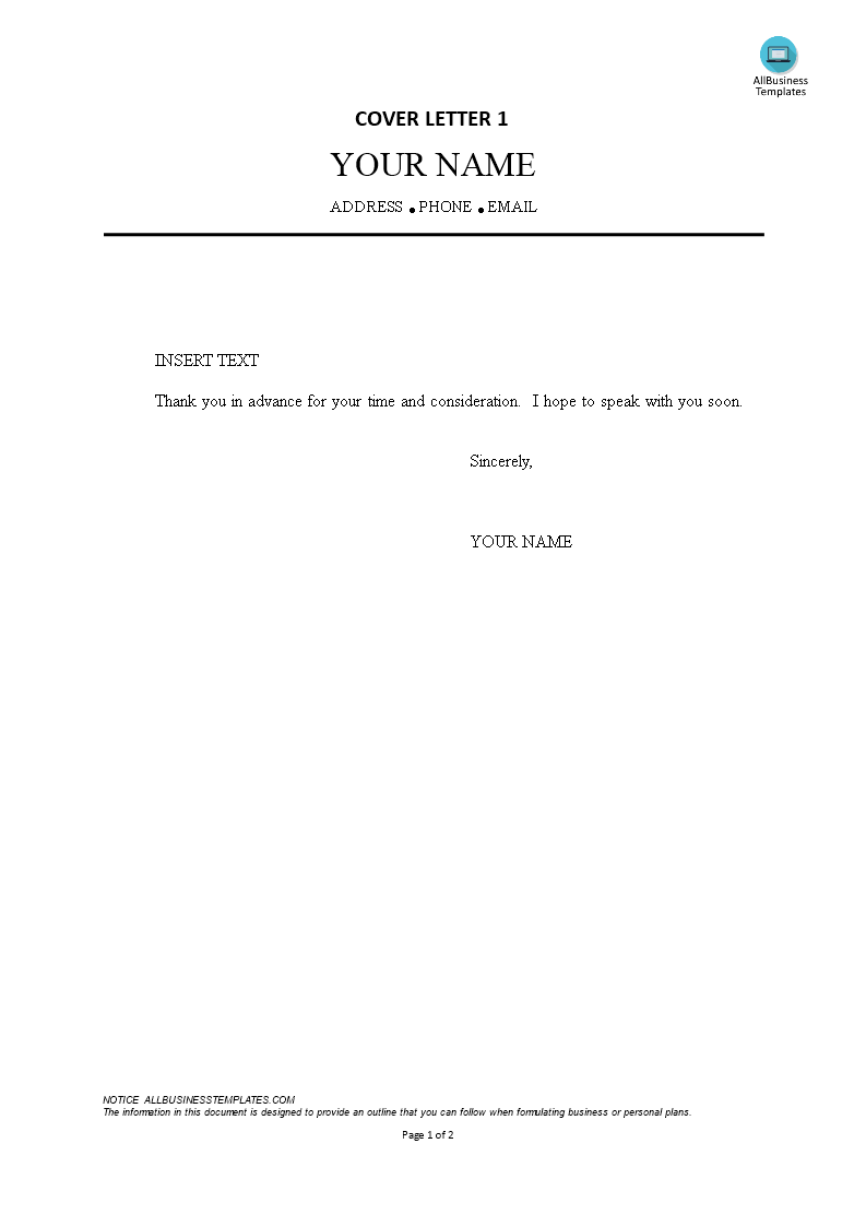 blank cover letter format template