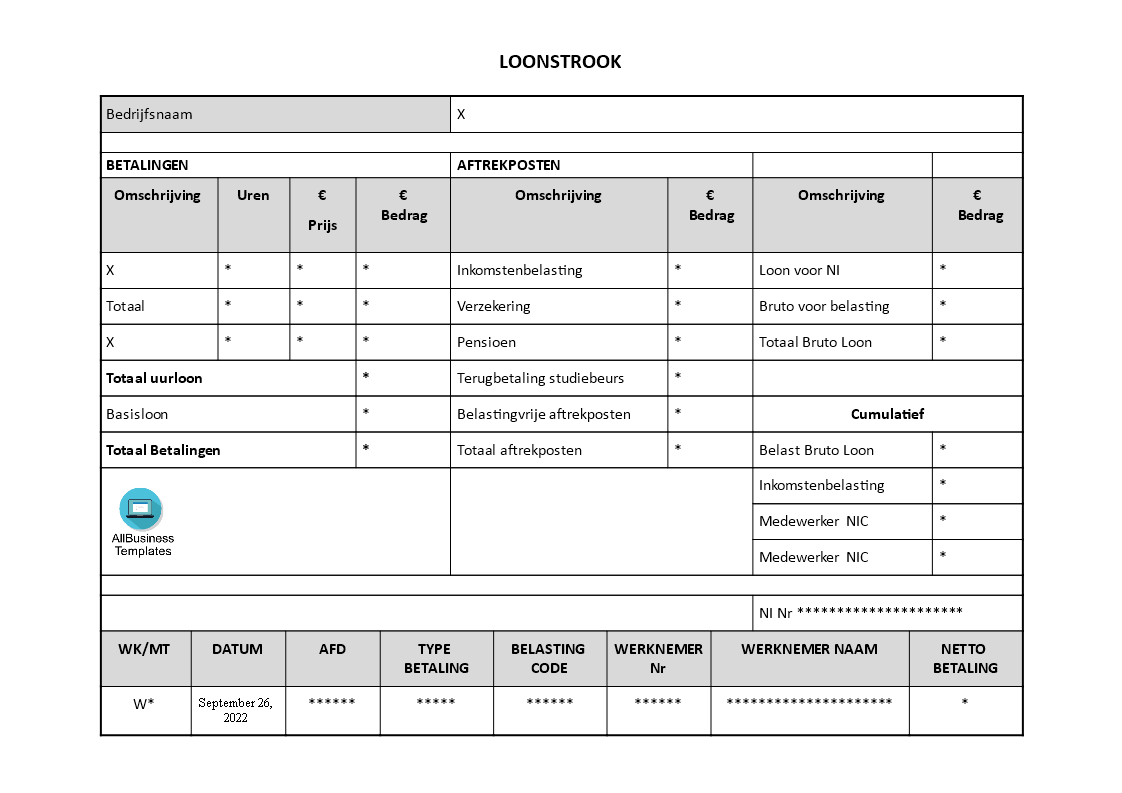 loonstrook modèles