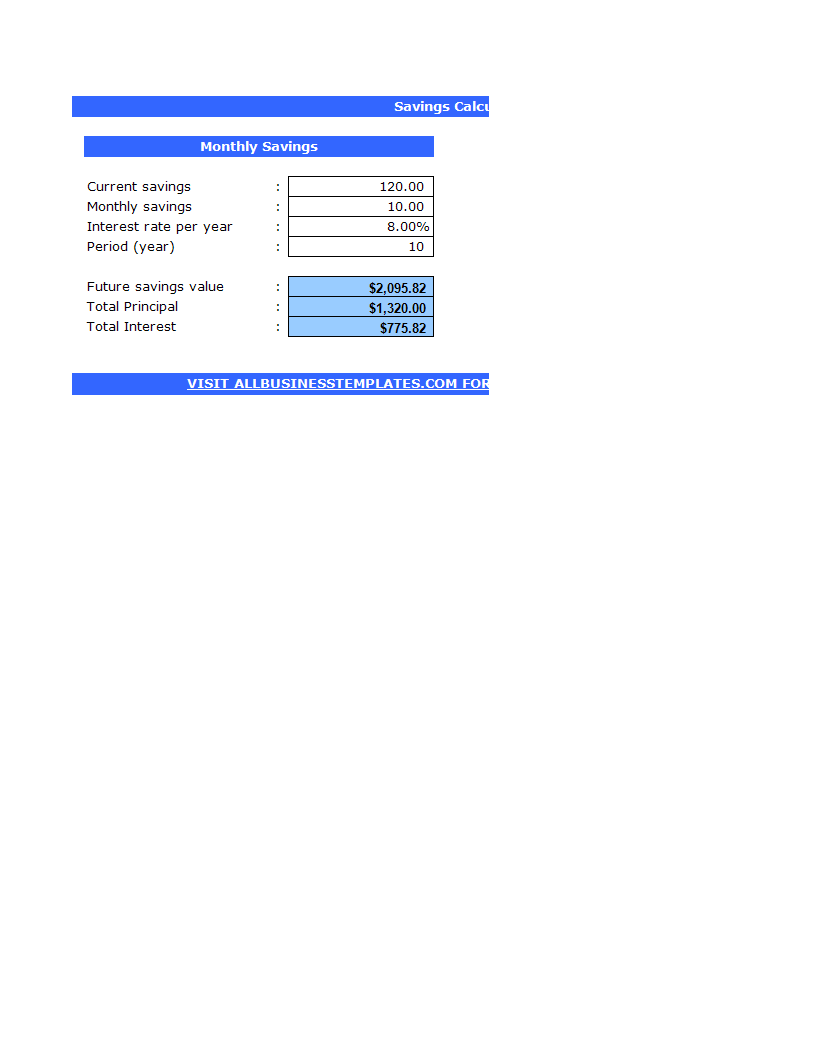 savings calculator Hauptschablonenbild