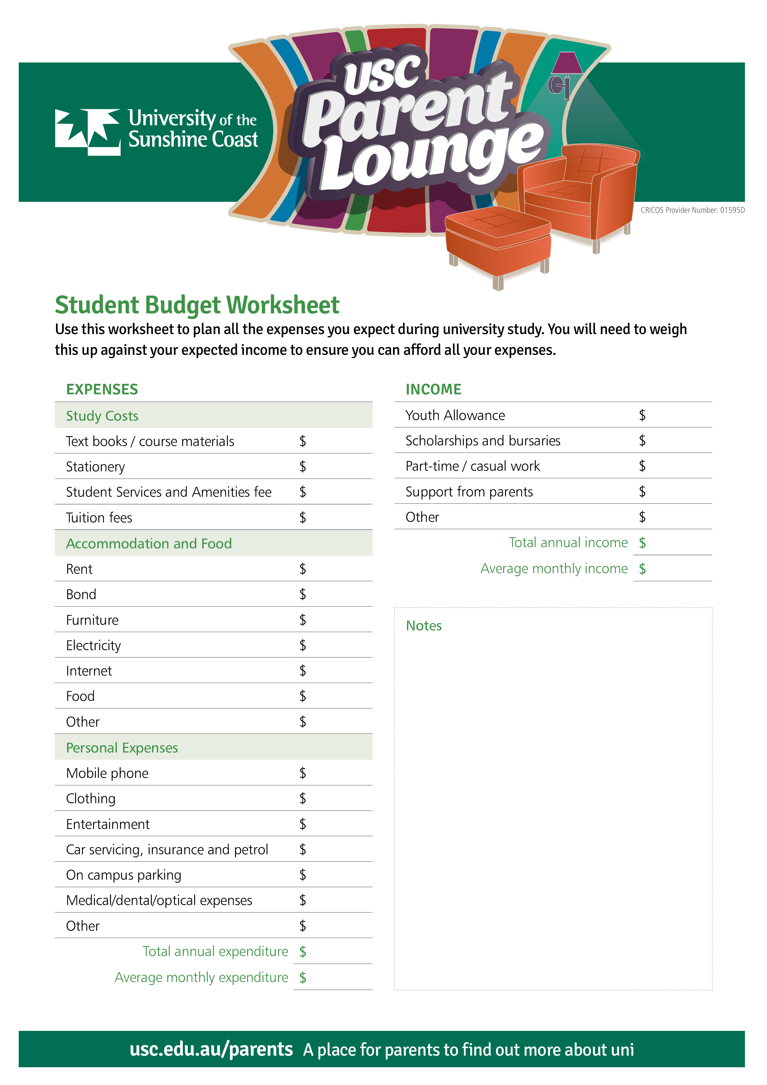 Student Budget Worksheet main image