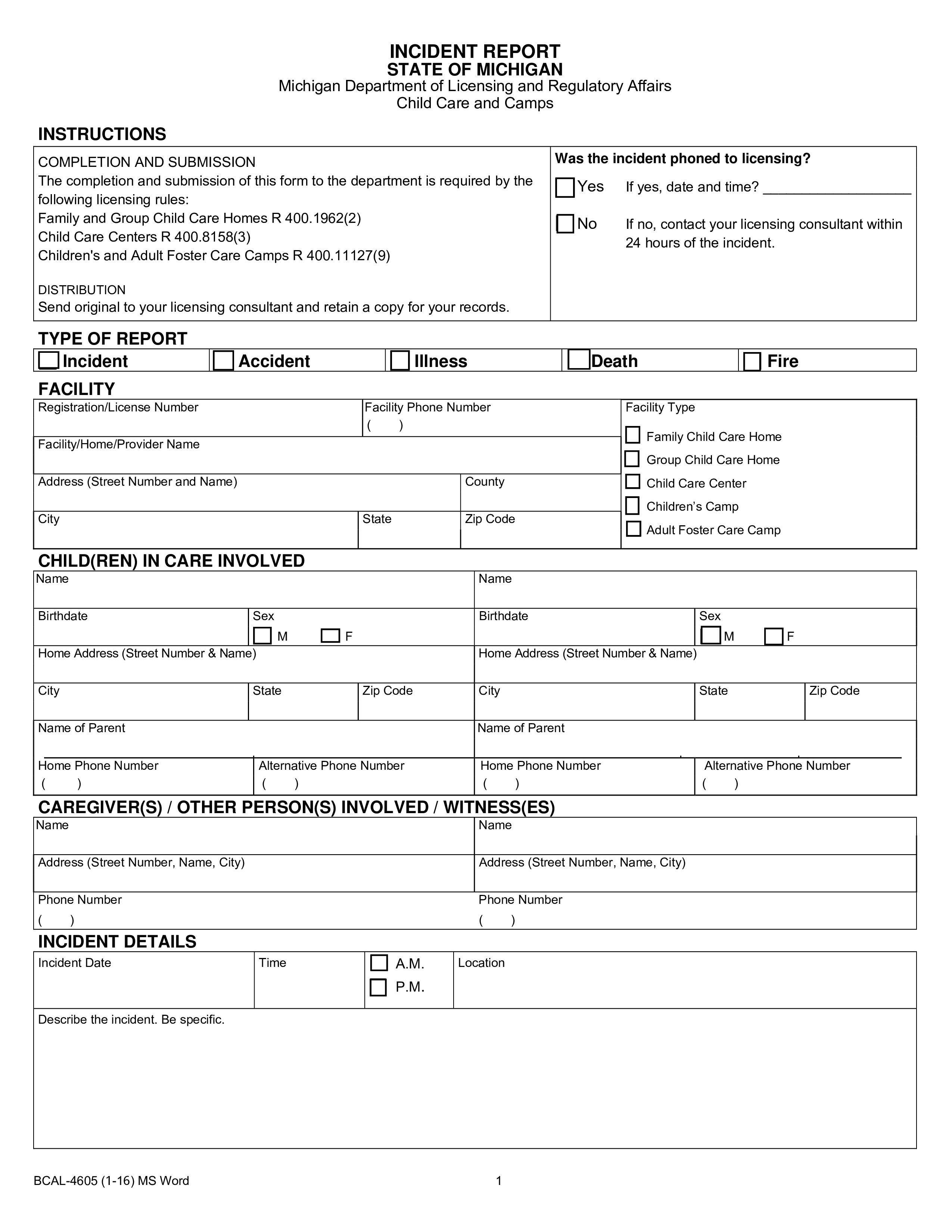 Blank Incident Report main image