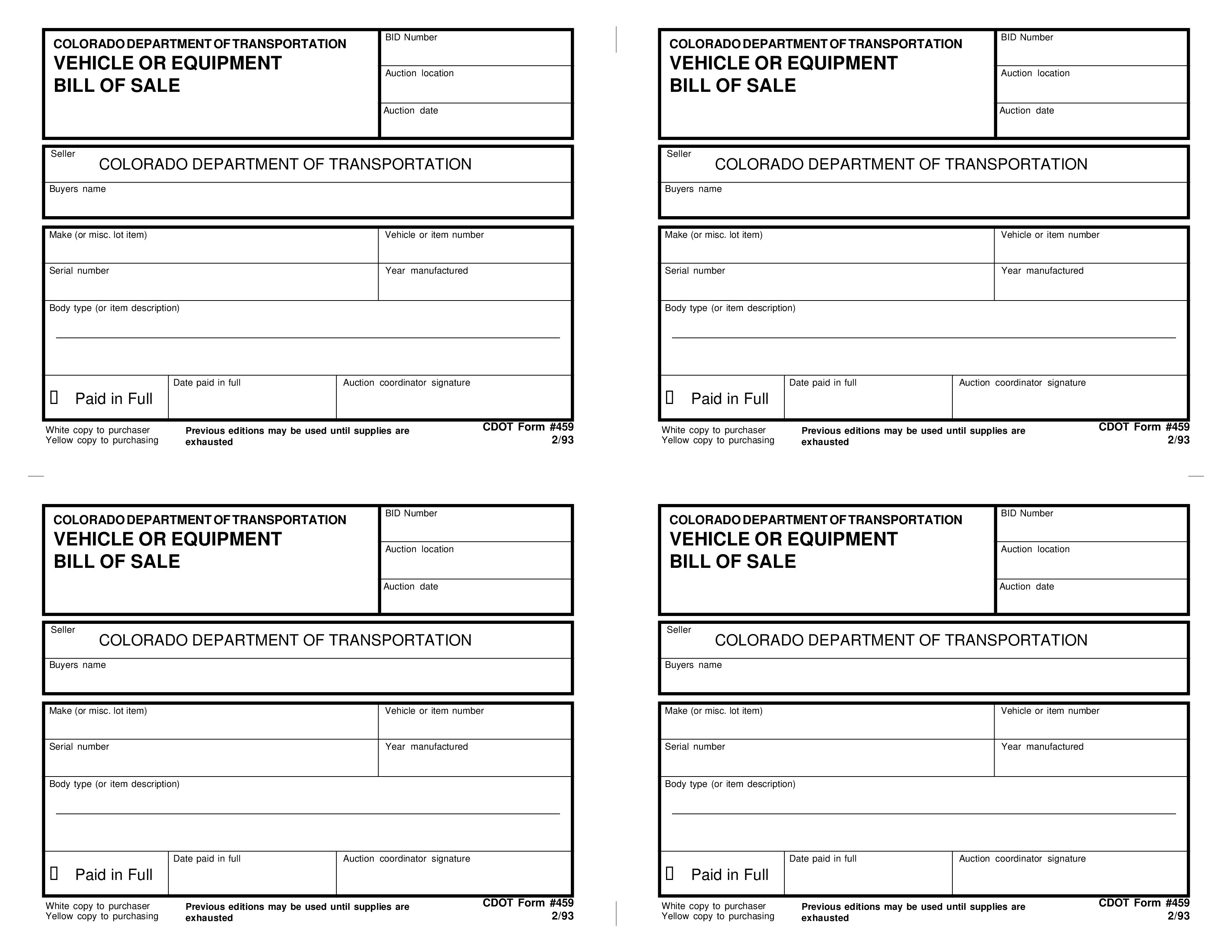 Equipment Bill Of Sale main image