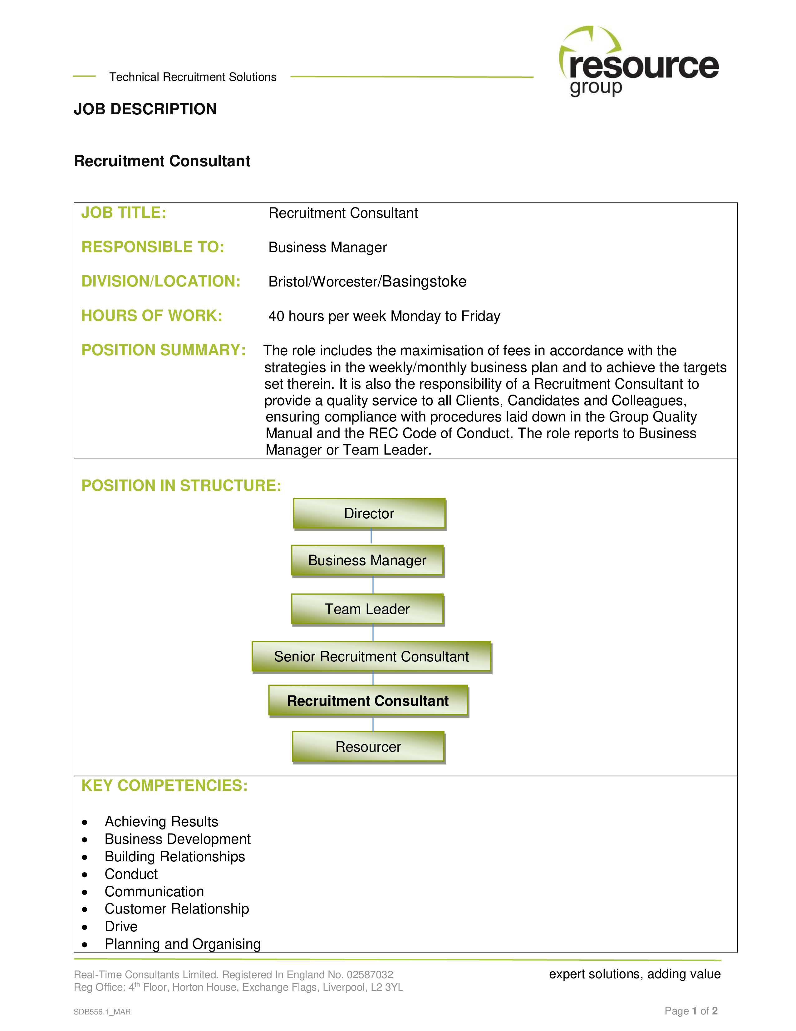 recruitment consultant job description template