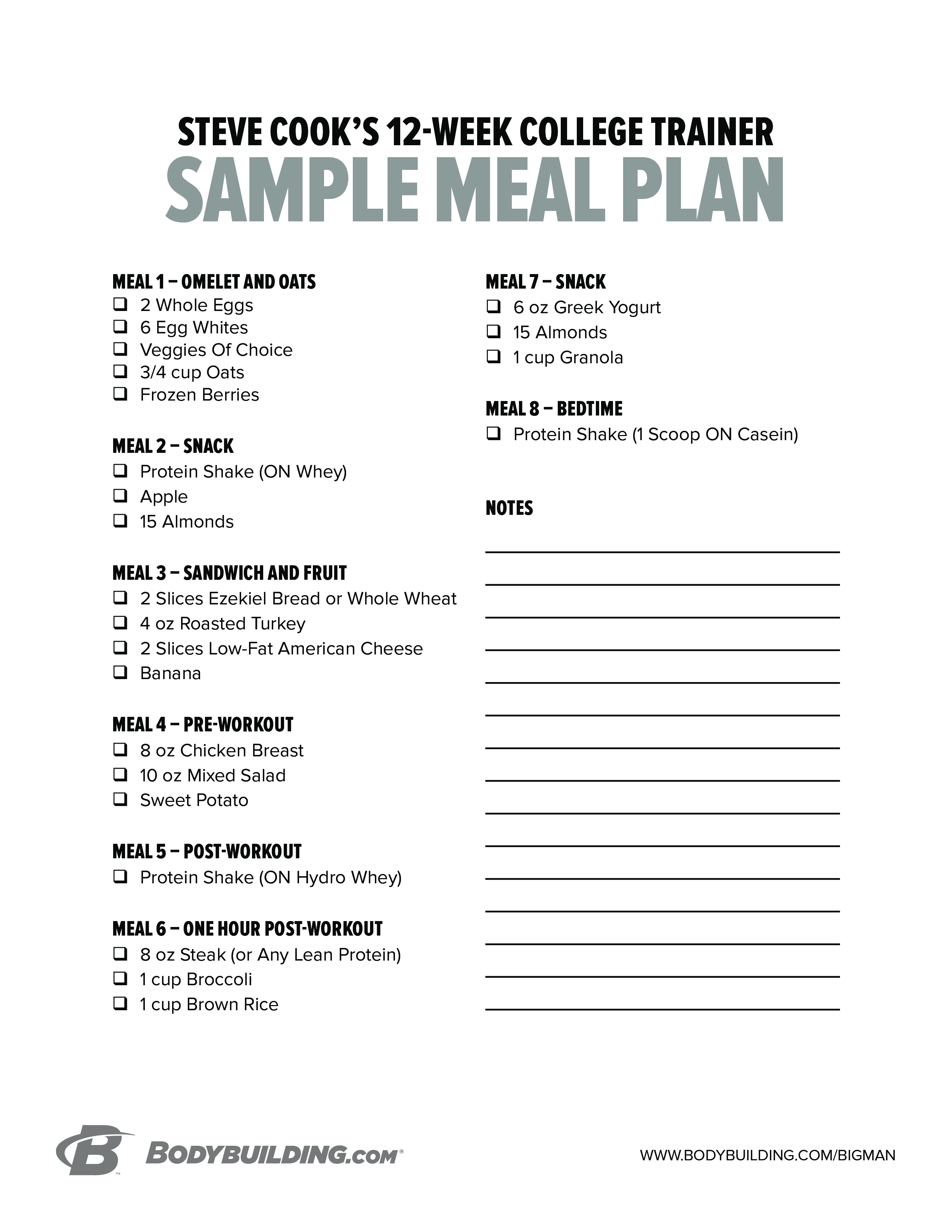 Bodybuilding Meal Plan 模板