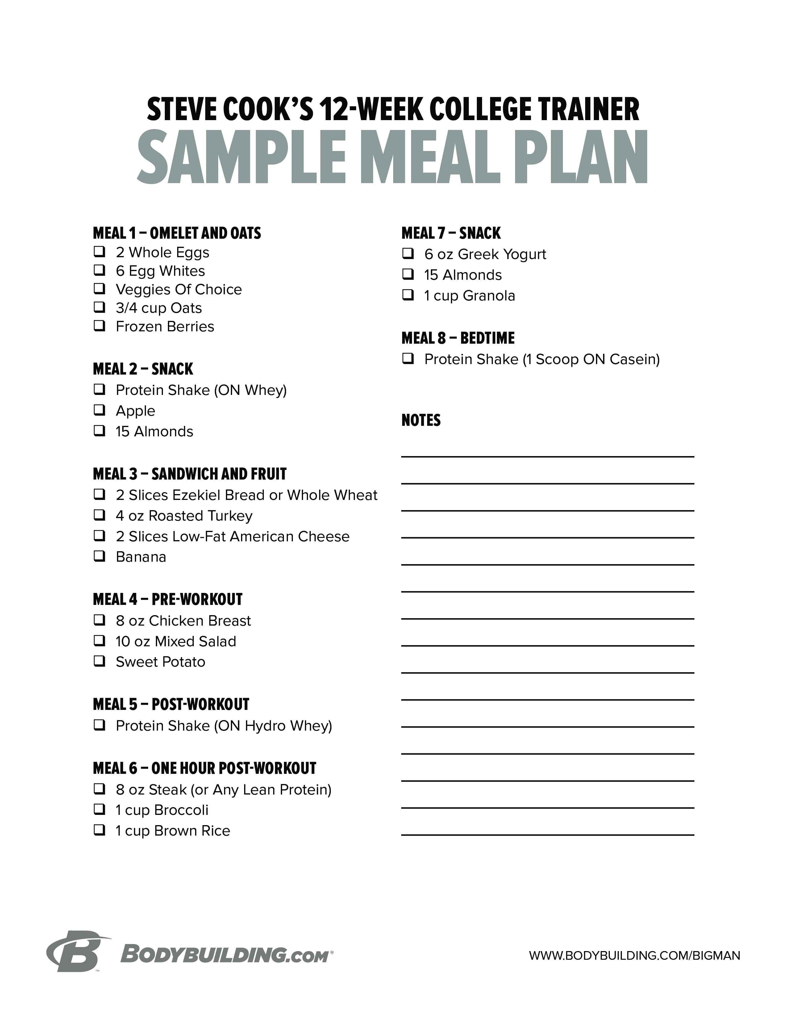T l charger Gratuit Bodybuilding Meal Plan