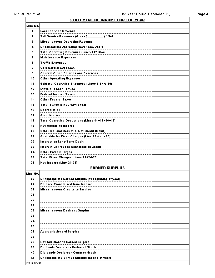 annual income statement excel modèles