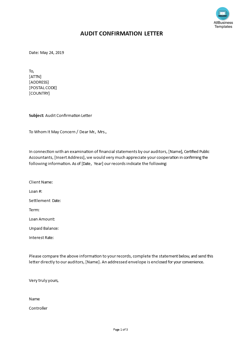 Sample Audit Letter To Client from www.allbusinesstemplates.com