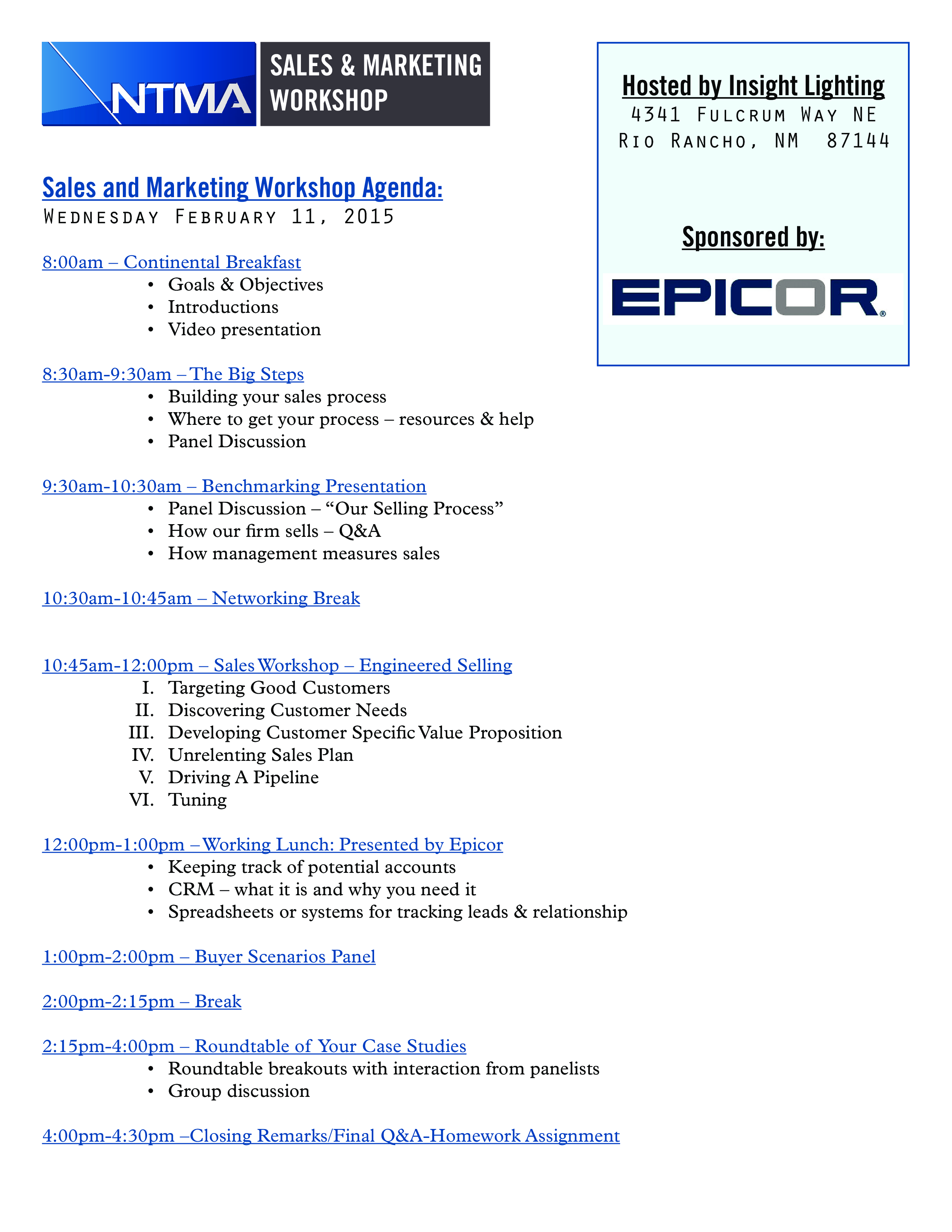 sales workshop agenda modèles