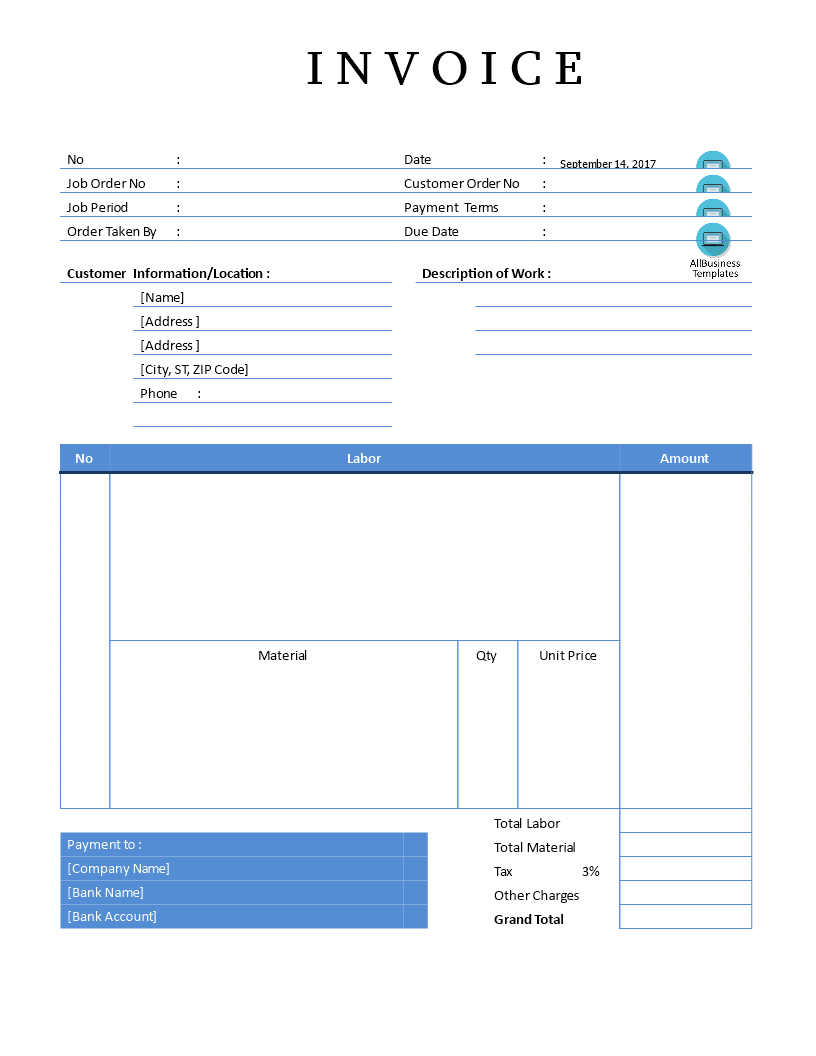 proforma invoice plumbing services plantilla imagen principal