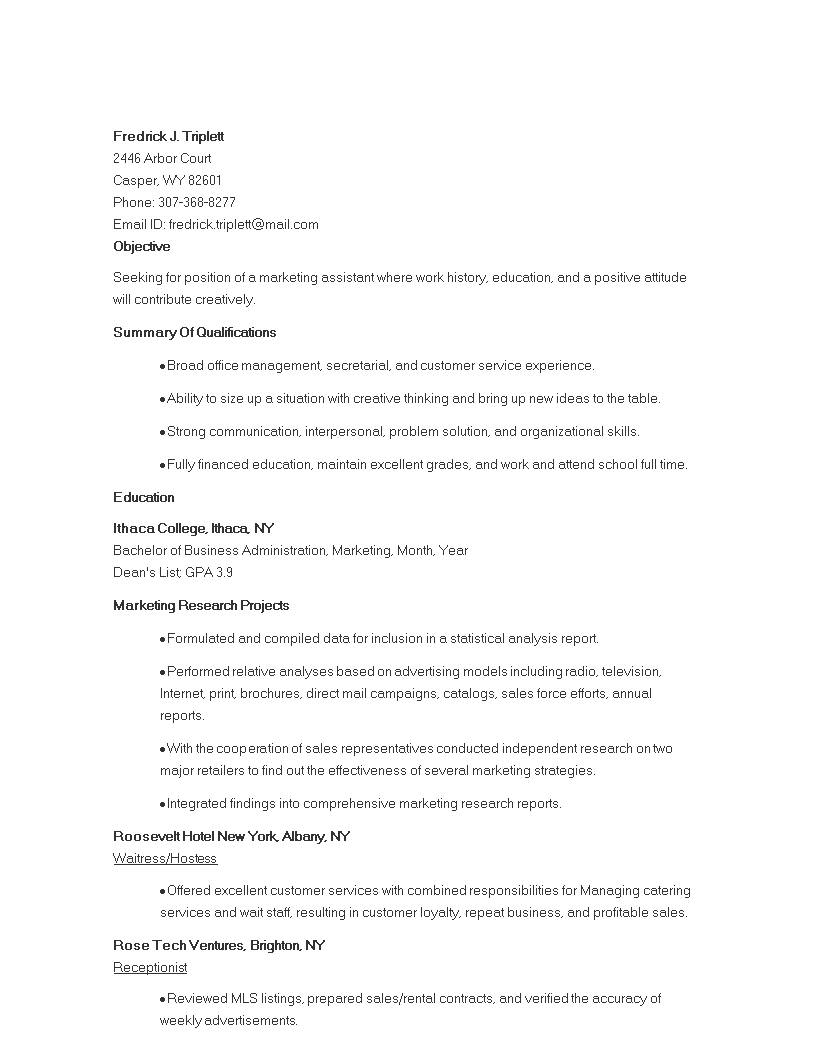 New Graduate Marketing Resume main image