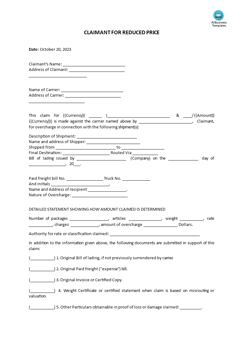 Claimant to Reduced Price main image