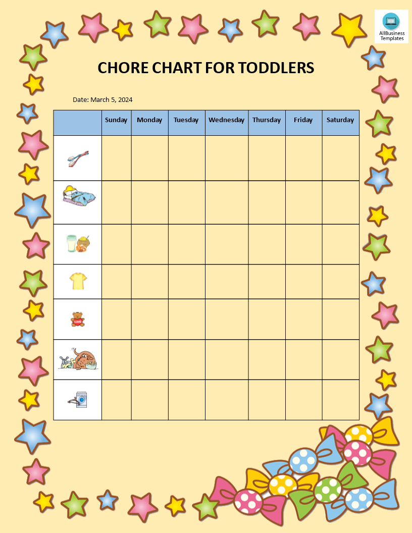 Preschool Chore Chart Printable Free