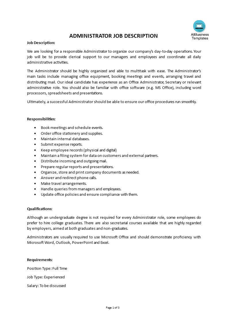 administrator job description plantilla imagen principal