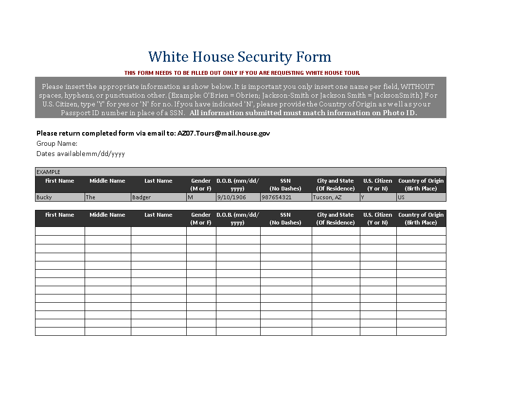 house security service order form Hauptschablonenbild