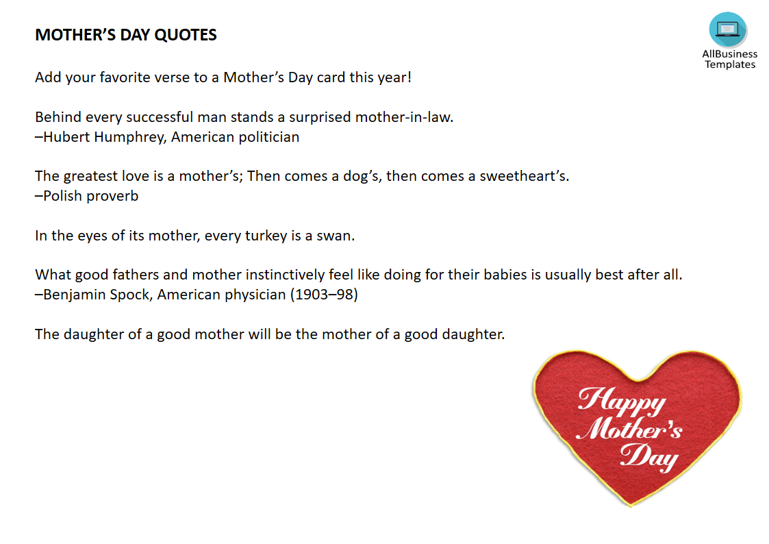 mother's day quotes Hauptschablonenbild